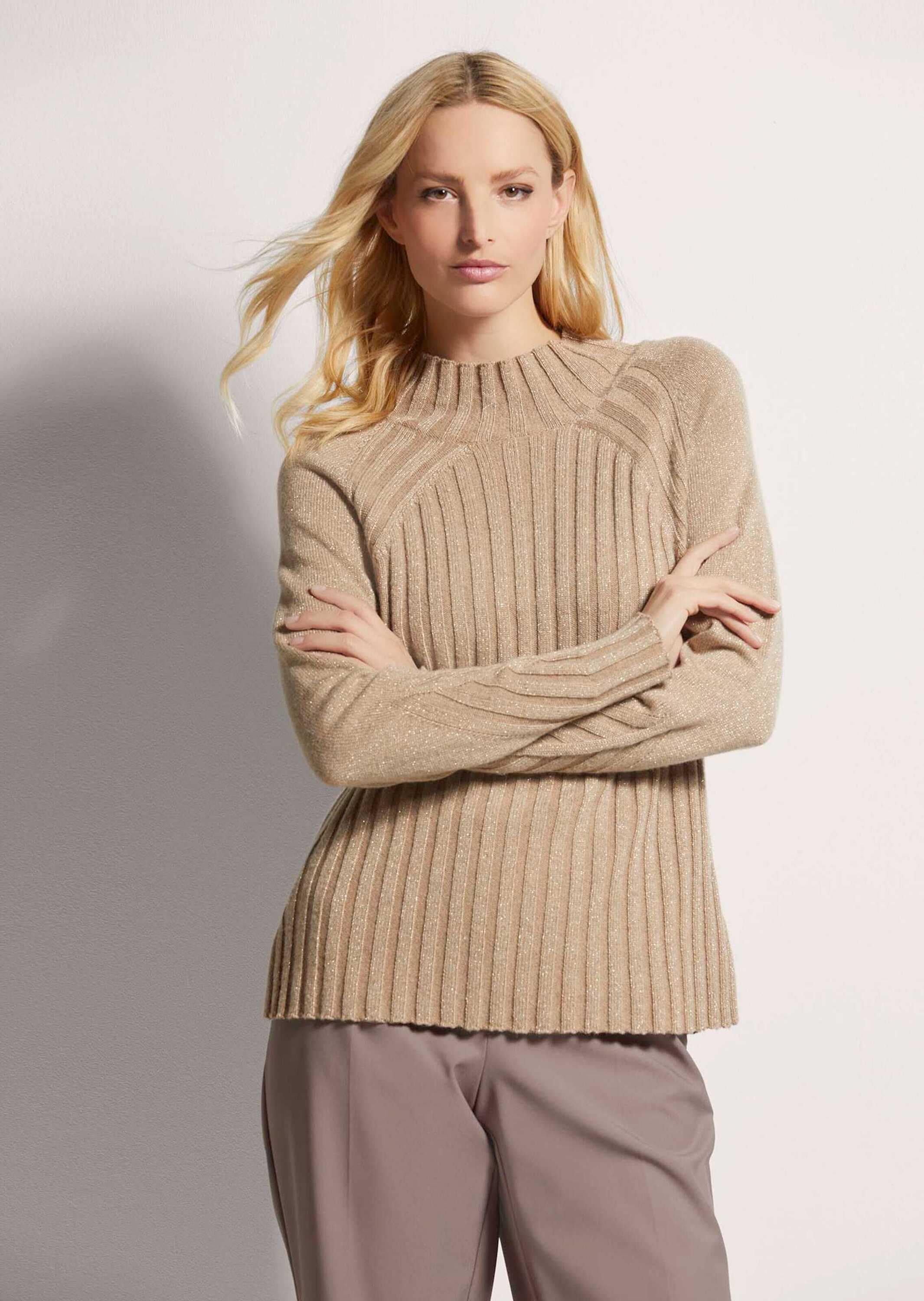 MADELEINE Longpullover »Strickpullover Glanzvoller Strickpullover mit Stehkragen«