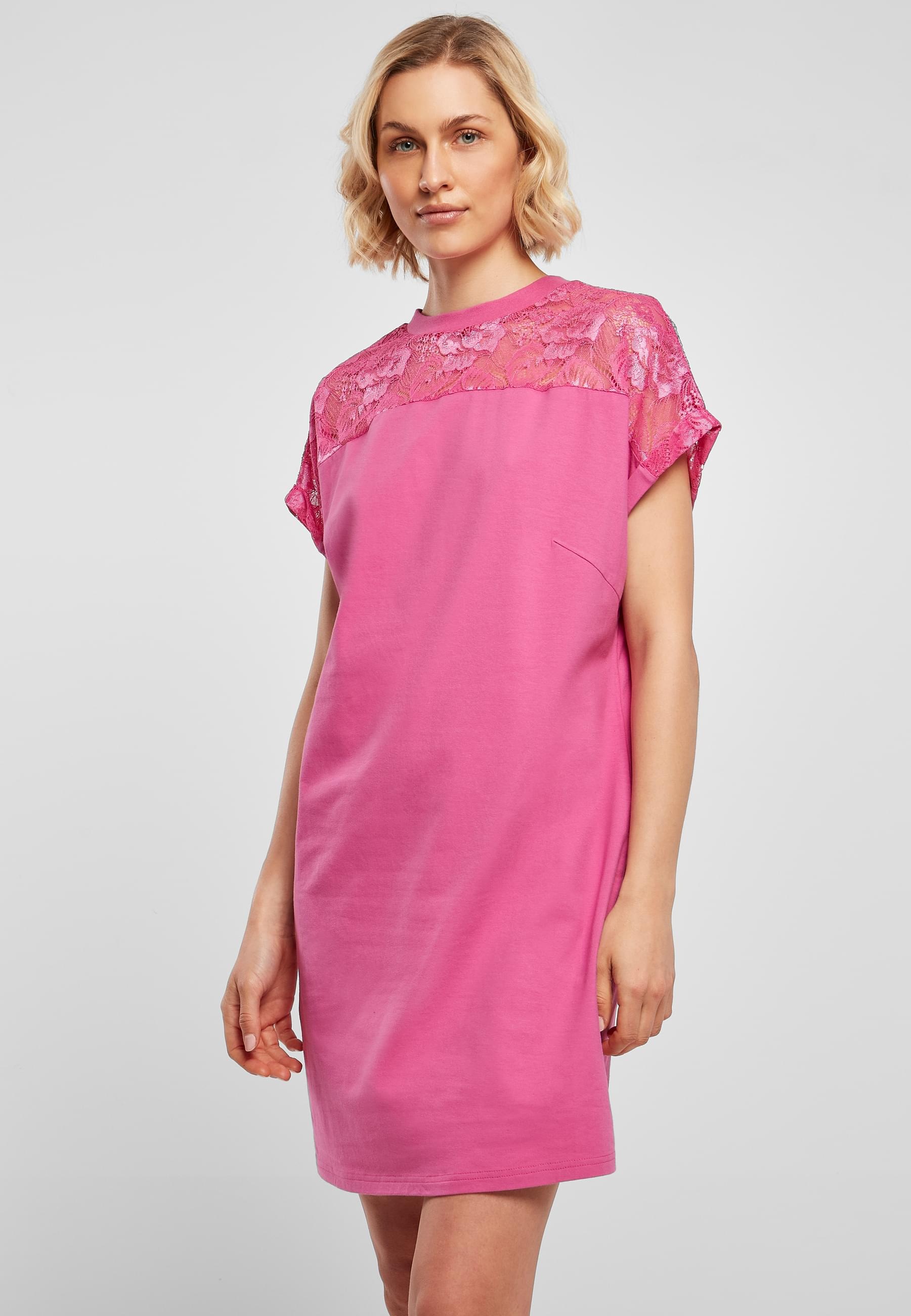 URBAN CLASSICS Shirtkleid »Urban Classics Damen Ladies Lace Tee Dress«, (1 tlg.)