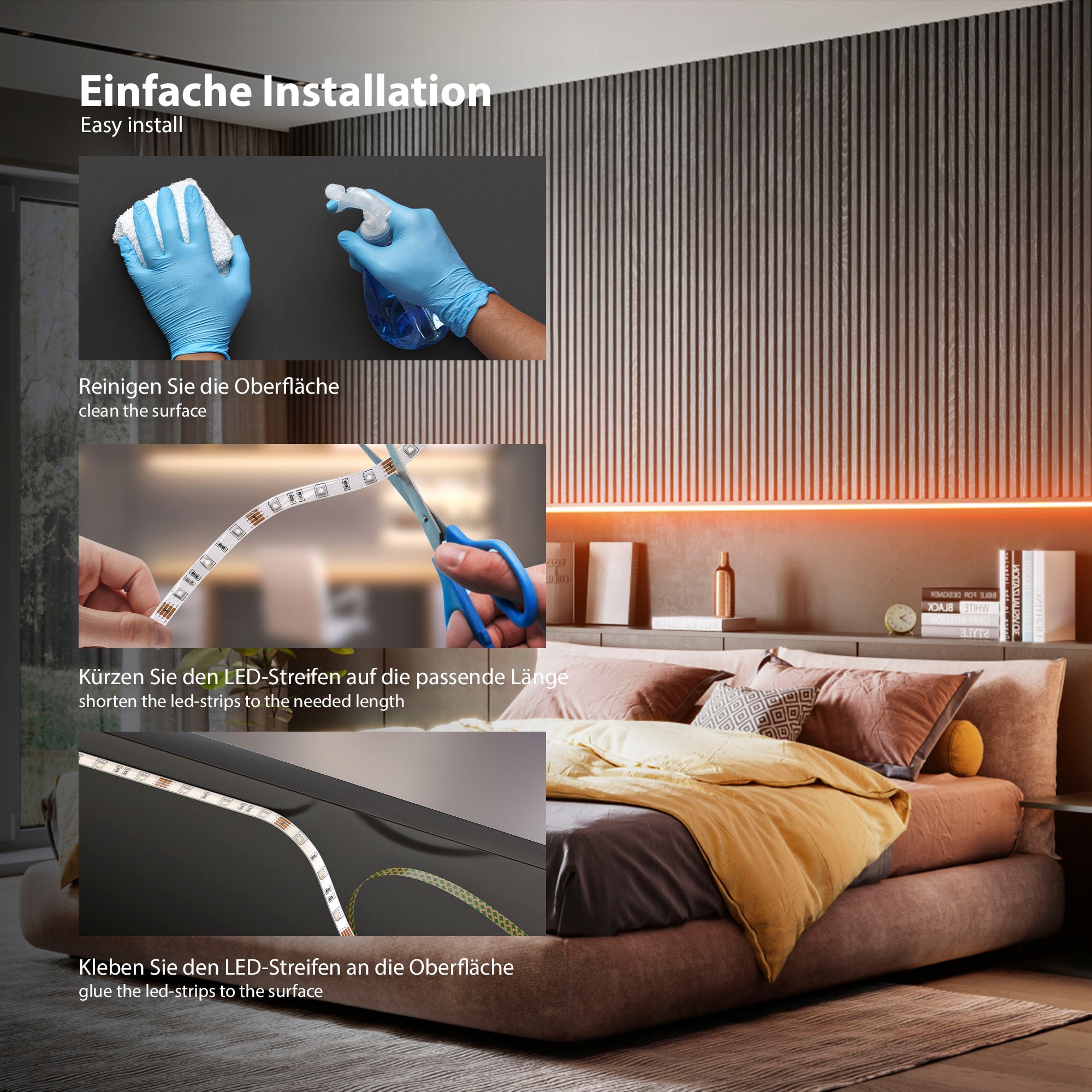B.K.Licht LED-Streifen »USB LED Strip«, 150 St.-flammig, Lichtleiste, mit Fernbedienung, selbstklebend