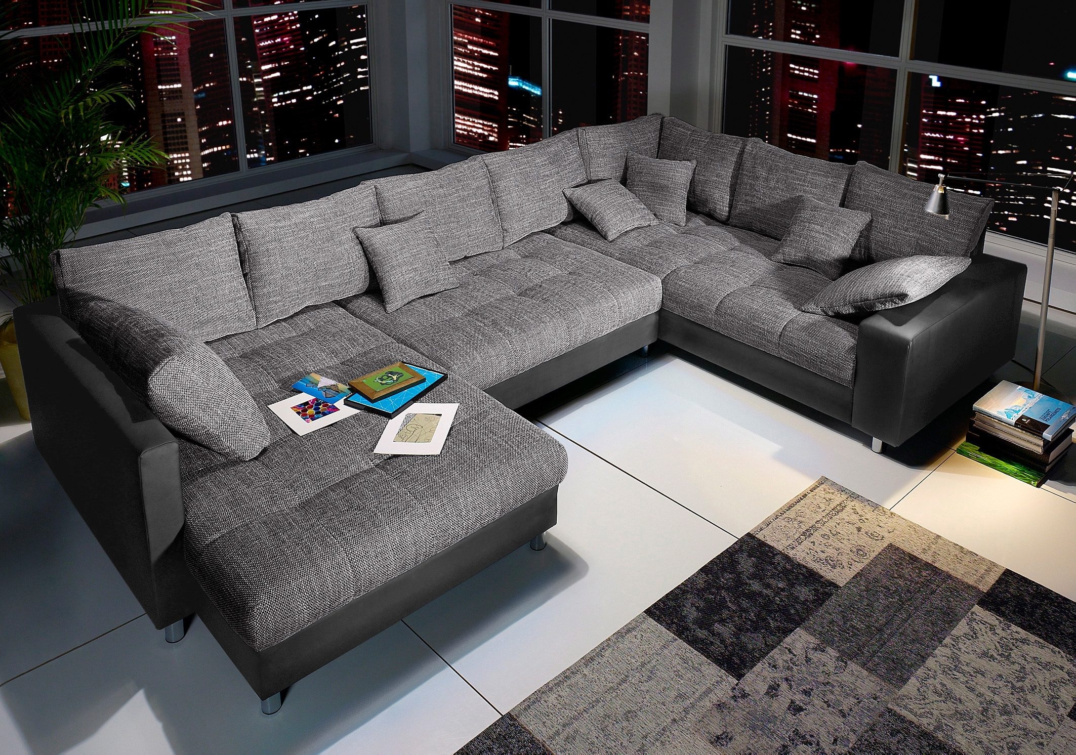 Mr. Couch Wohnlandschaft "Tobi U-Form", wahlweise mit Kaltschaum (140kg Belastung/Sitz) und RGB-Beleuchtung