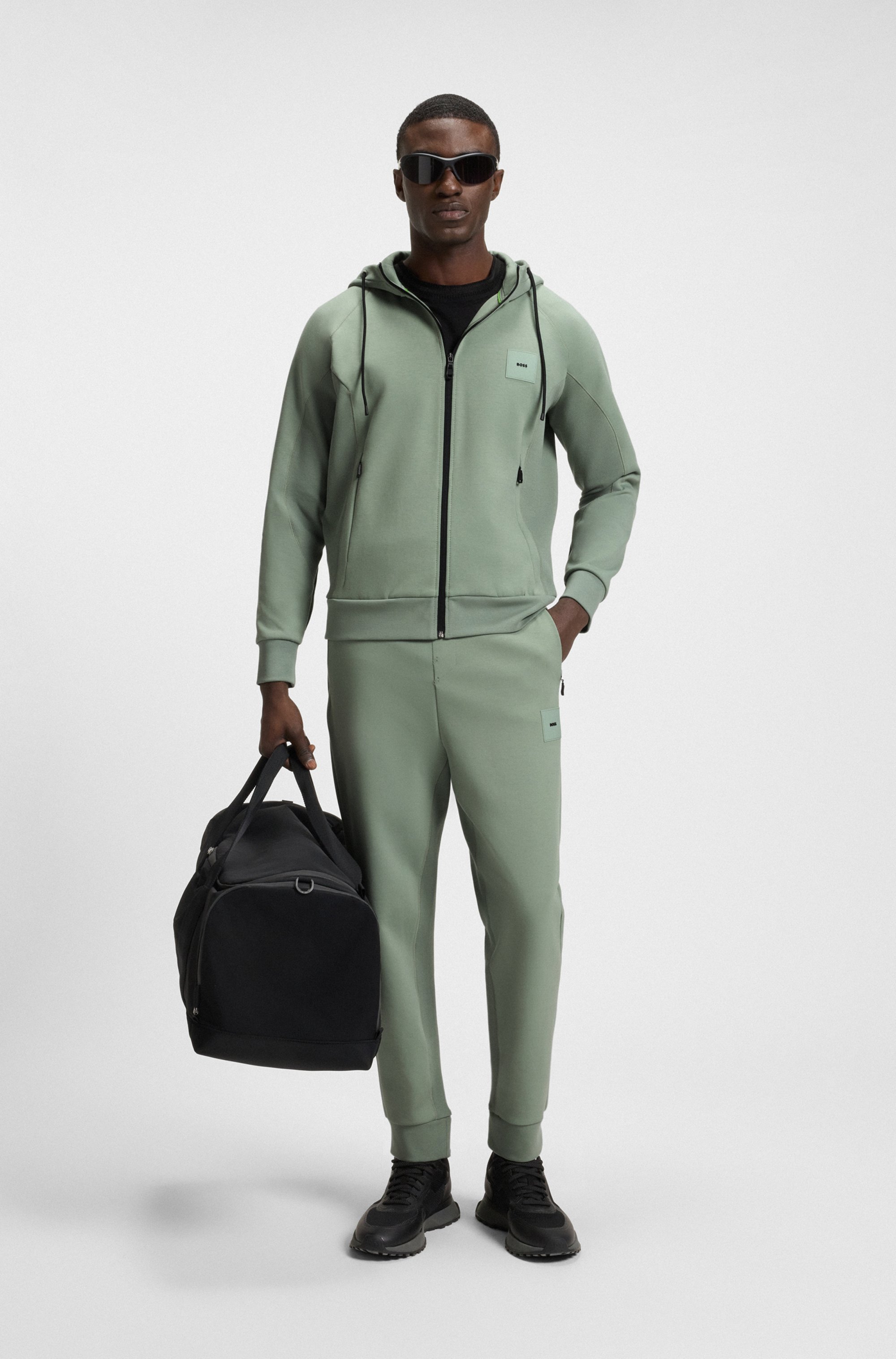 Thumbnail - BOSS GREEN Sweatjacke "Saggy Rib" mit tonigen Einsätzen