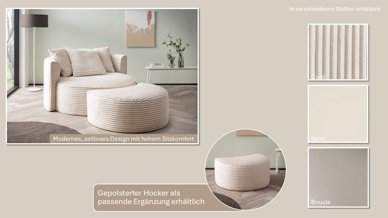 Thumbnail - LeGer Home by Lena Gercke XXL-Sessel "ISALIE, Rundsessel mit Hocker, Lesesessel, Loveseat, Big-Sessel", (Set), trendige ...