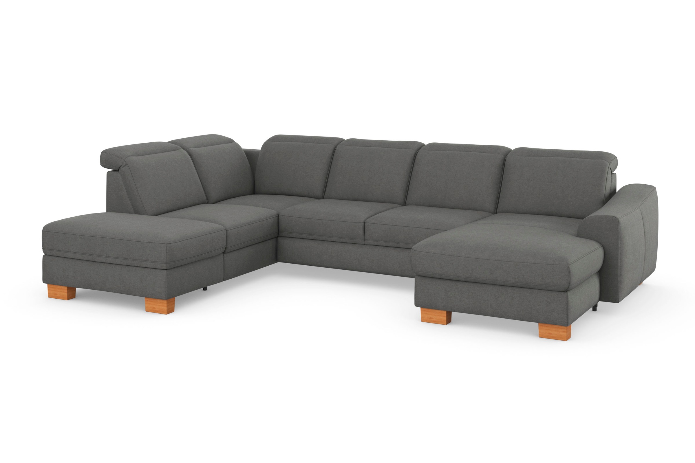 sit&more Wohnlandschaft »Dundee U-Form«, mit Federkern und Massivholzfüßen, wahlweise mit Kopfteilverstellung