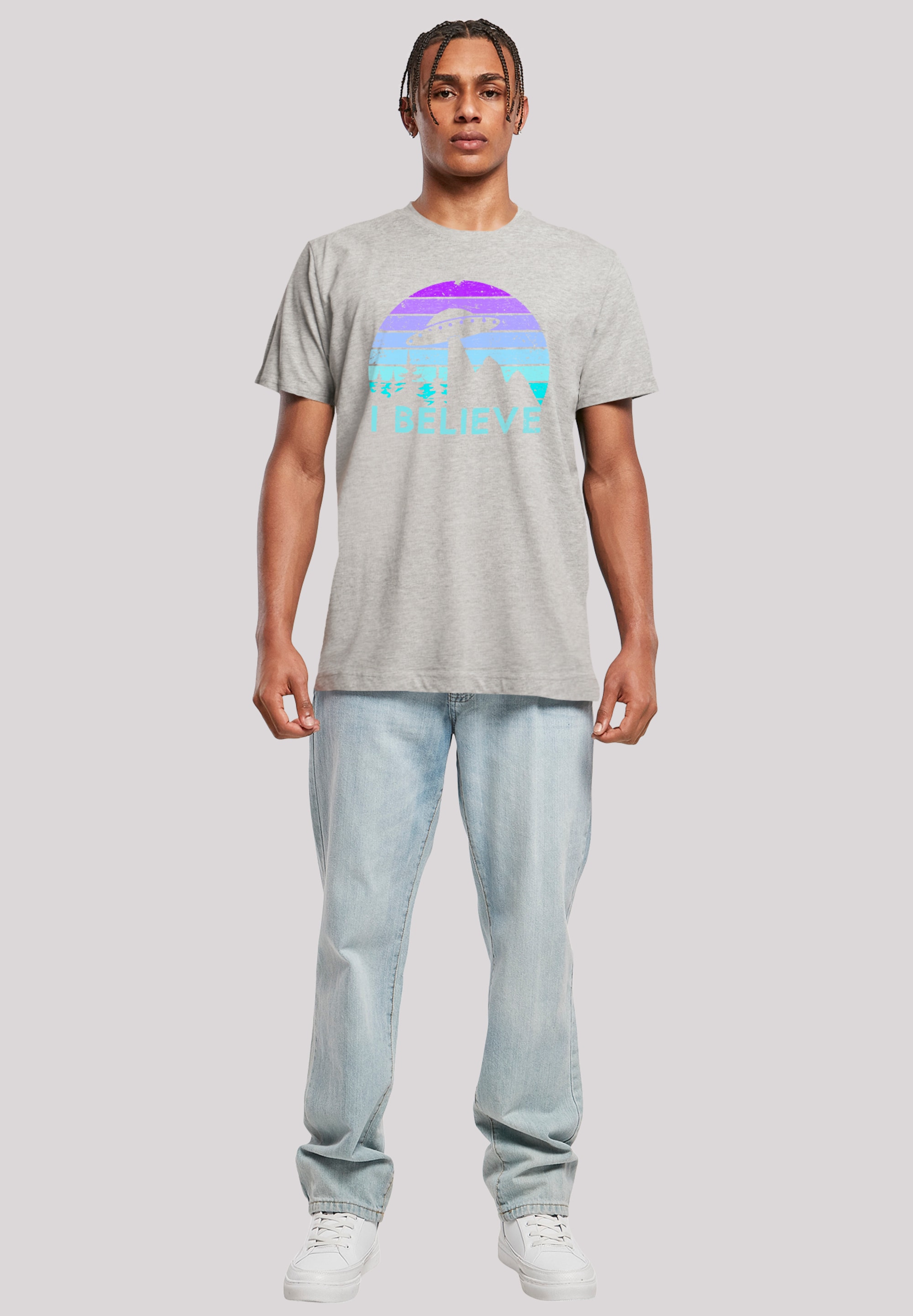 F4NT4STIC T-Shirt »I BELIEVE UFO Alien Raumschiff Retro«, Premium Qualität
