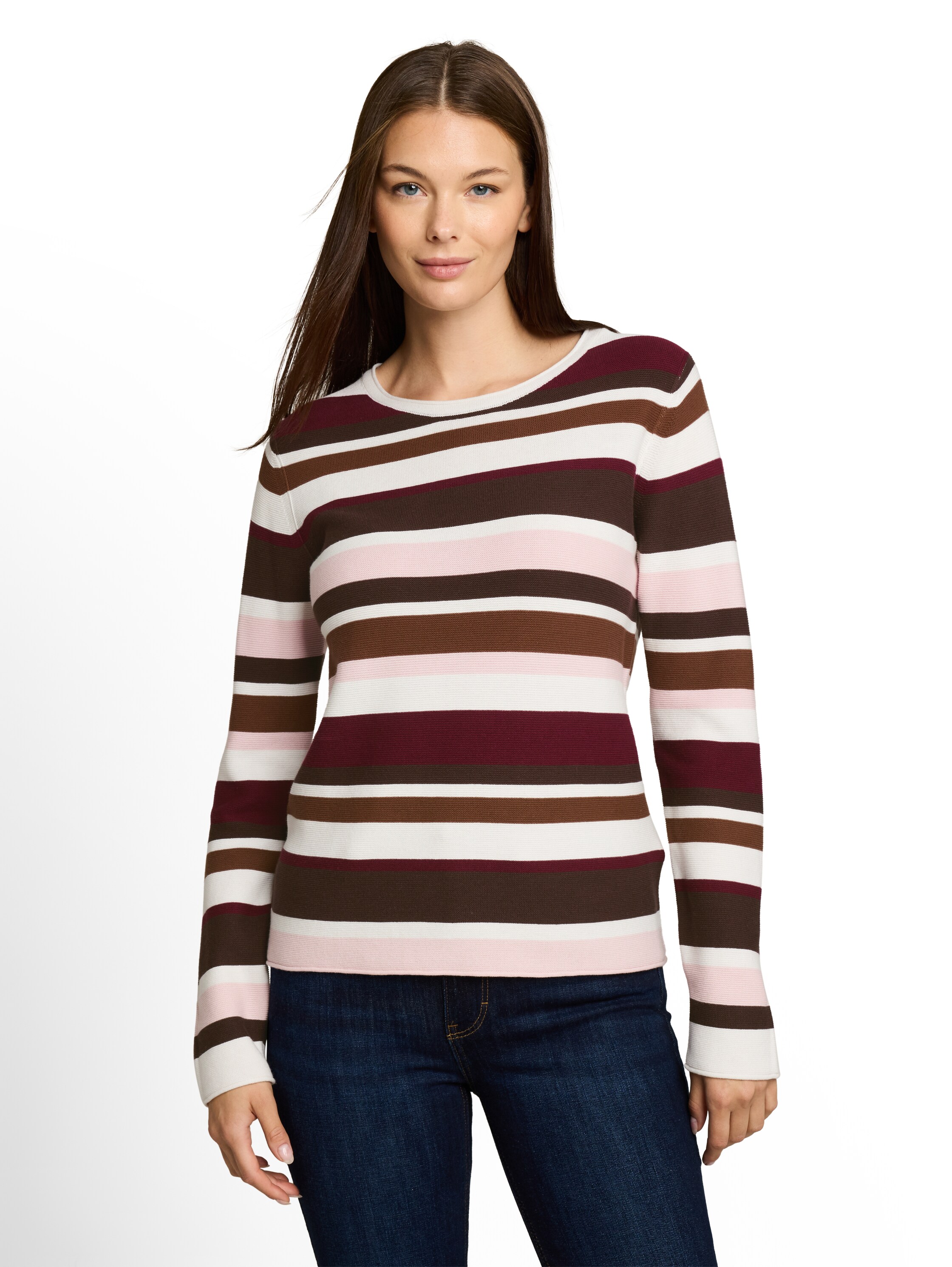 TOM TAILOR Strickpullover "Regular" mit Rundhals und Rollkanten