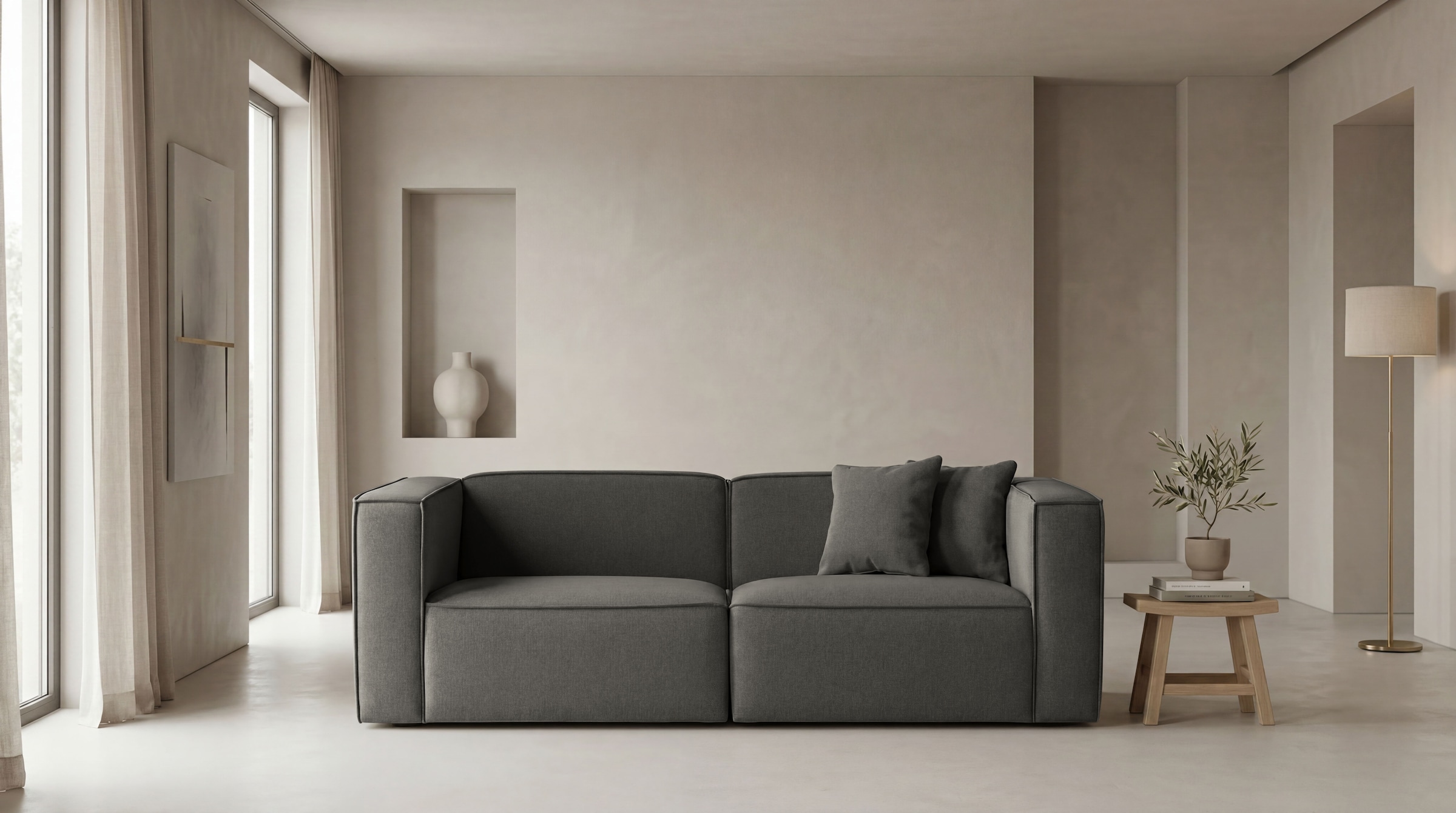 OTTO home 3-Sitzer »Tammie« Breite 222 cm, Webstoff fein, bodentief, mit Wellenunterfederung