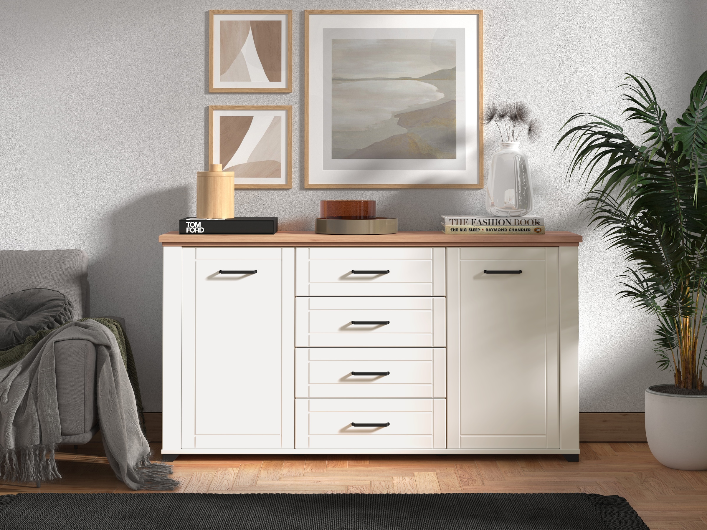 Home affaire Kommode "Valencia Sideboard, B/T/H 161/41/85,5 cm" günstig online kaufen