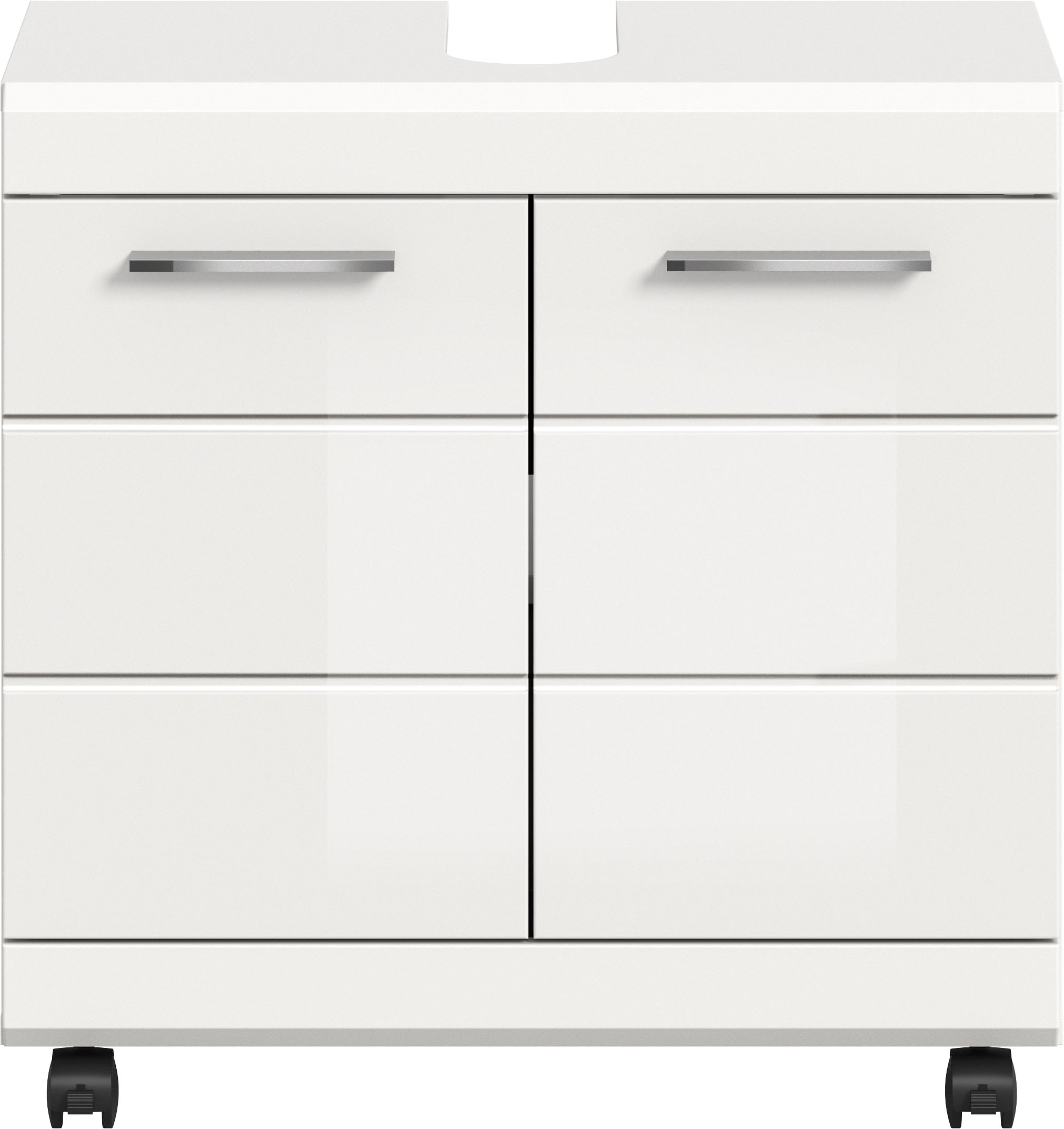 welltime Waschbeckenunterschrank »SIENA, Breite 60cm,  2 Türen oder 2 Schubkästen, auf Rollen, MDF-Front« TOPSELLER! , mit Siphonausschnitt 10x25 cm,  in verschiedenen Farben erhältlich, Badmöbel, Badschrank, Kommode, Bad