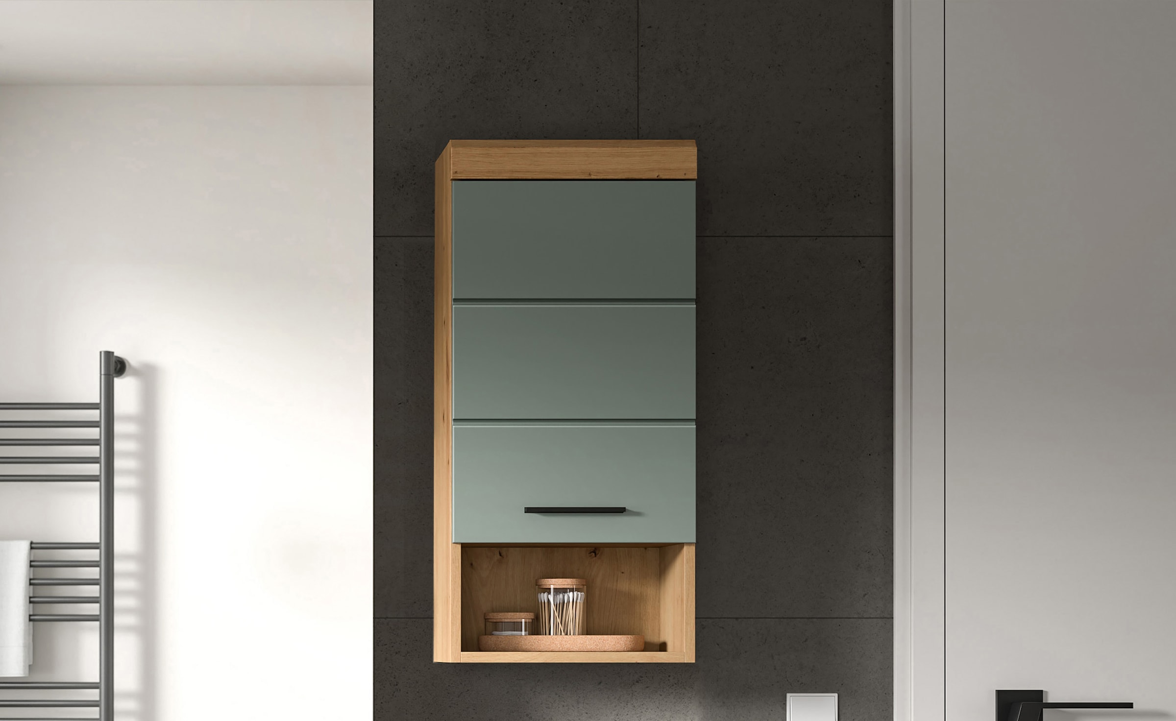 INOSIGN Hängeschrank »Siena, Breite 37cm, 1 Tür, 1 offenes Fächer, 1 Einlegeboden, MDF-Front«, (1 St.), in verschiedenen Farben erhältlich, Badmöbel, Badschrank, Schrank, Bad