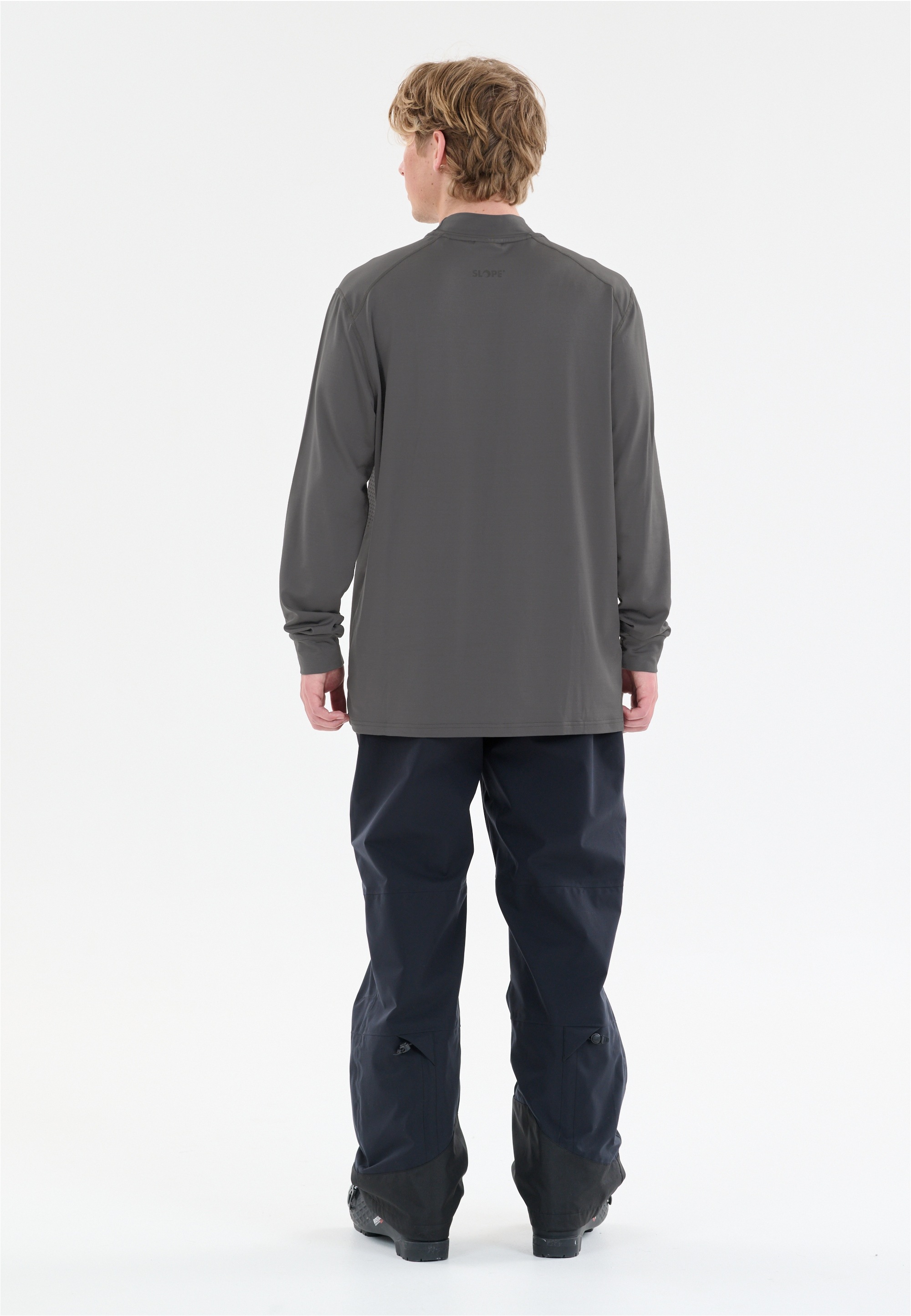Langarmshirt SLOPE "Riggs", Herren, Gr. XS, dunkelgrau, blau, 90% Polyester, 10% Elasthan, unifarben, normal, hoch geschlossener Ausschnitt, Shirts Langarmshirt, mit atmungsaktiver Eigenschaft 3