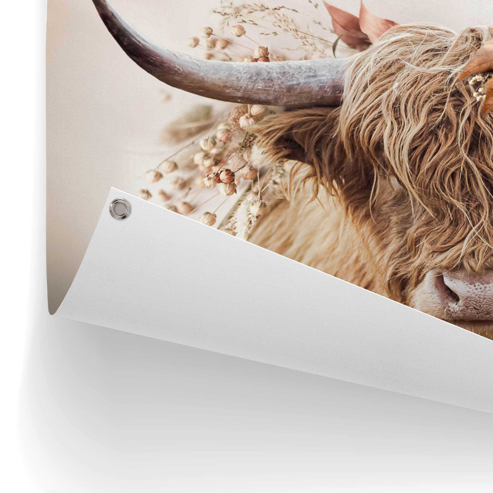 Thumbnail - Reinders Poster "Highlander in Blumen", Outdoor für Garten oder Balkon
