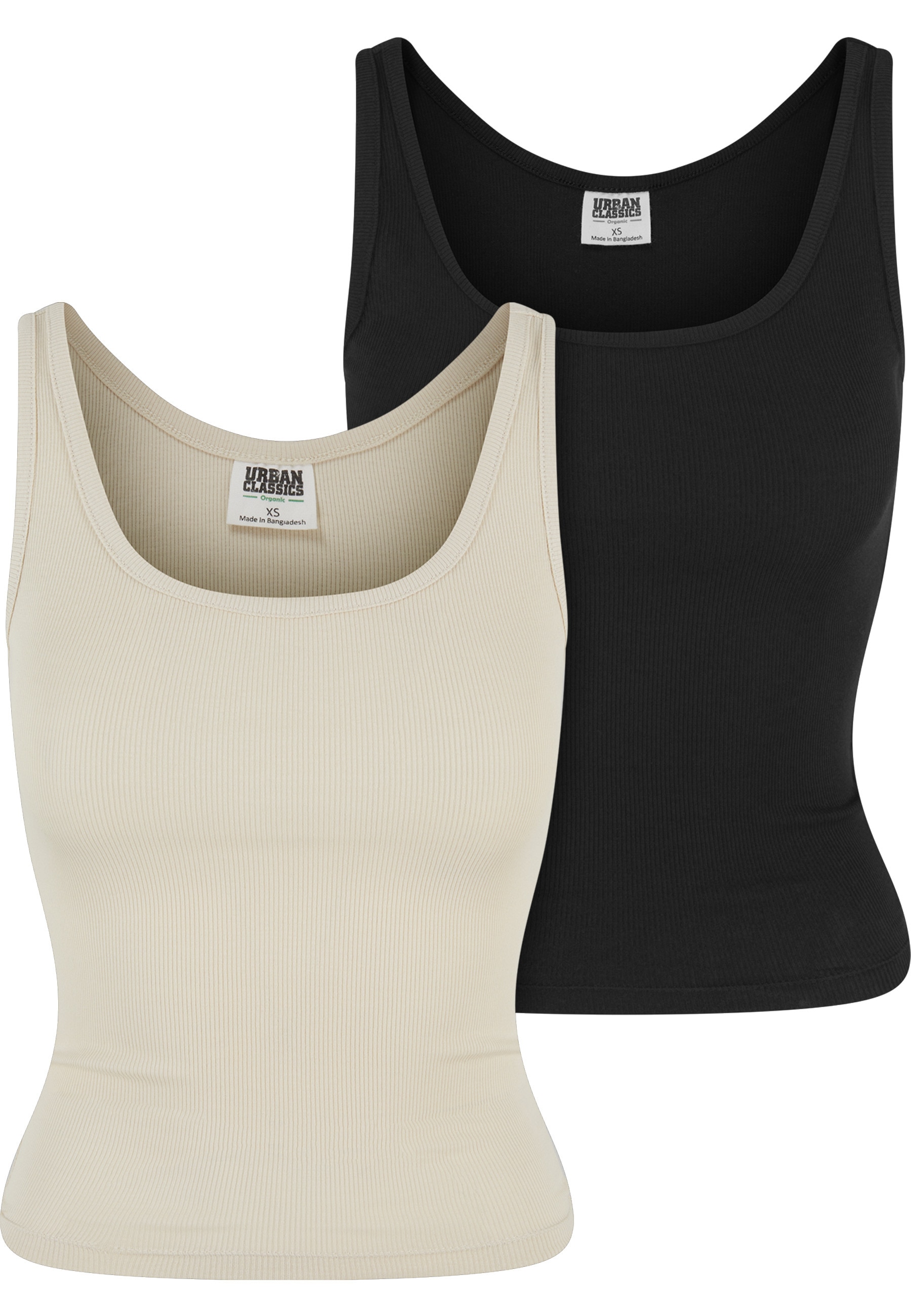 URBAN CLASSICS Tanktop "Urban Classics Ladies Organic Basic Rib Top 2-Pack" günstig online kaufen