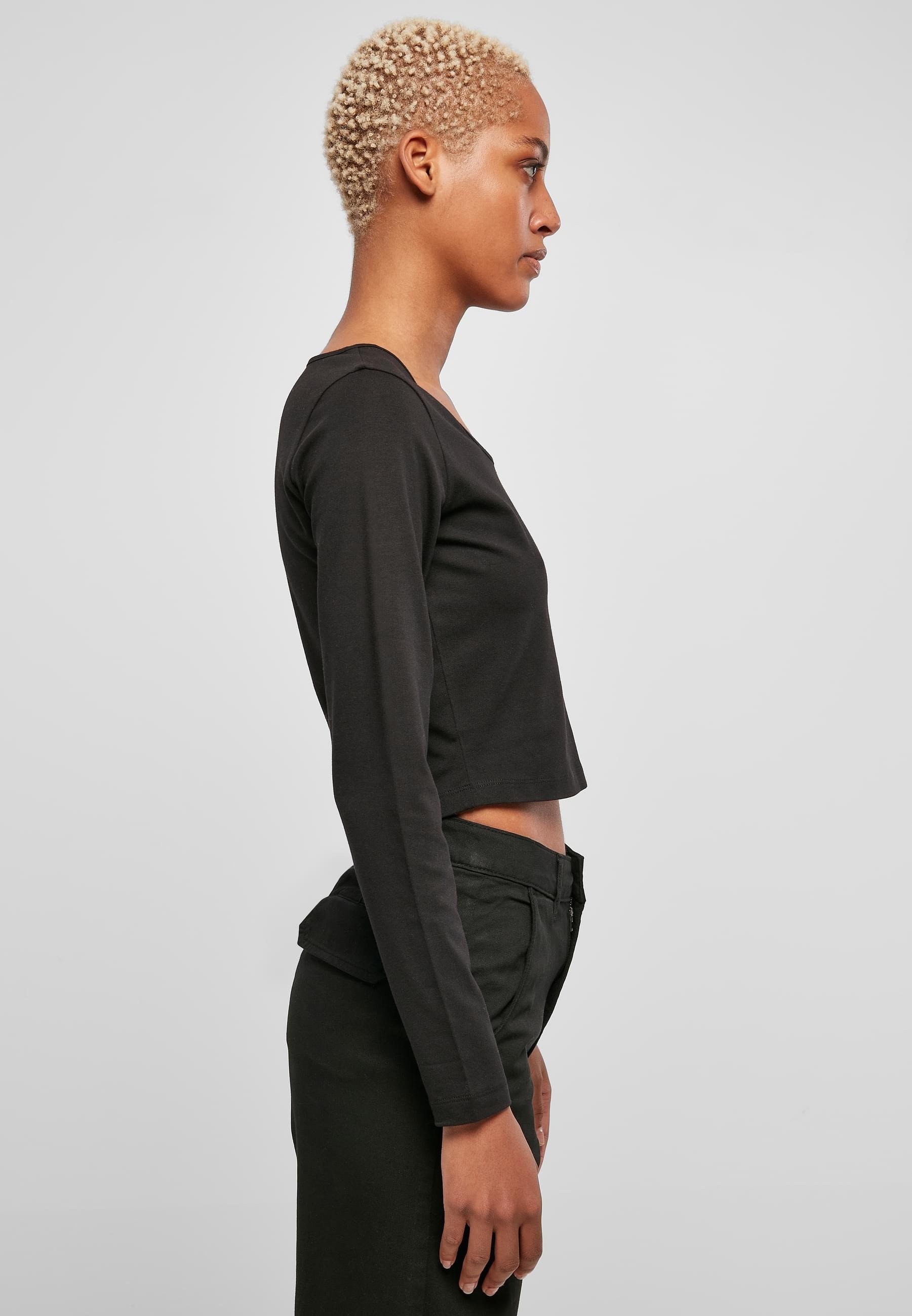 URBAN CLASSICS Longsleeve »Urban Classics Damen Ladies Organic Wide Neck Cropped Longsleeve«, (1 tlg.)