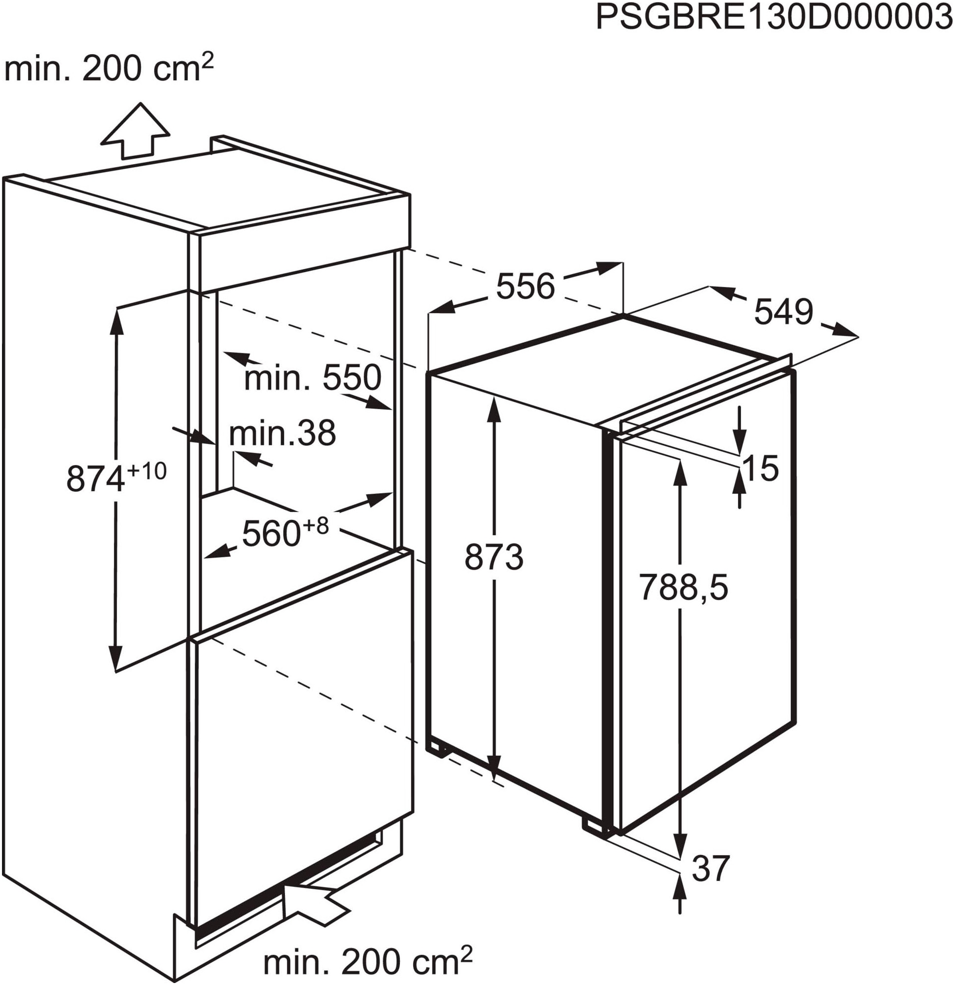 AEG Einbaukühlschrank Serie 5000 »TSF5O88EF«, 118 L, variable Glasablagen bis zu 25 kg belastbar, Touch, Festtür