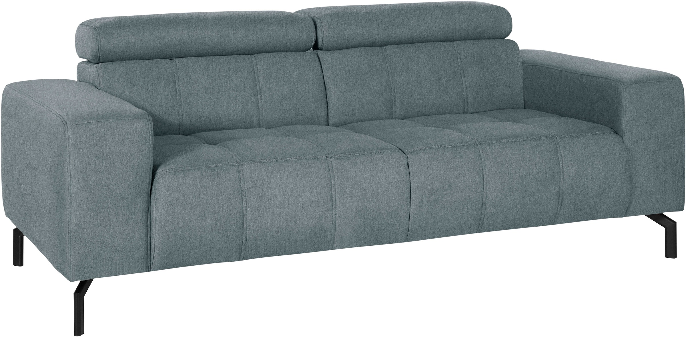 DOMO collection 2-Sitzer "Cunelli, moderne Sitznähte als Designelement, fester Sitzkomfort" whlw. verstellbare Kopfteile, passend für gängige Saugroboter