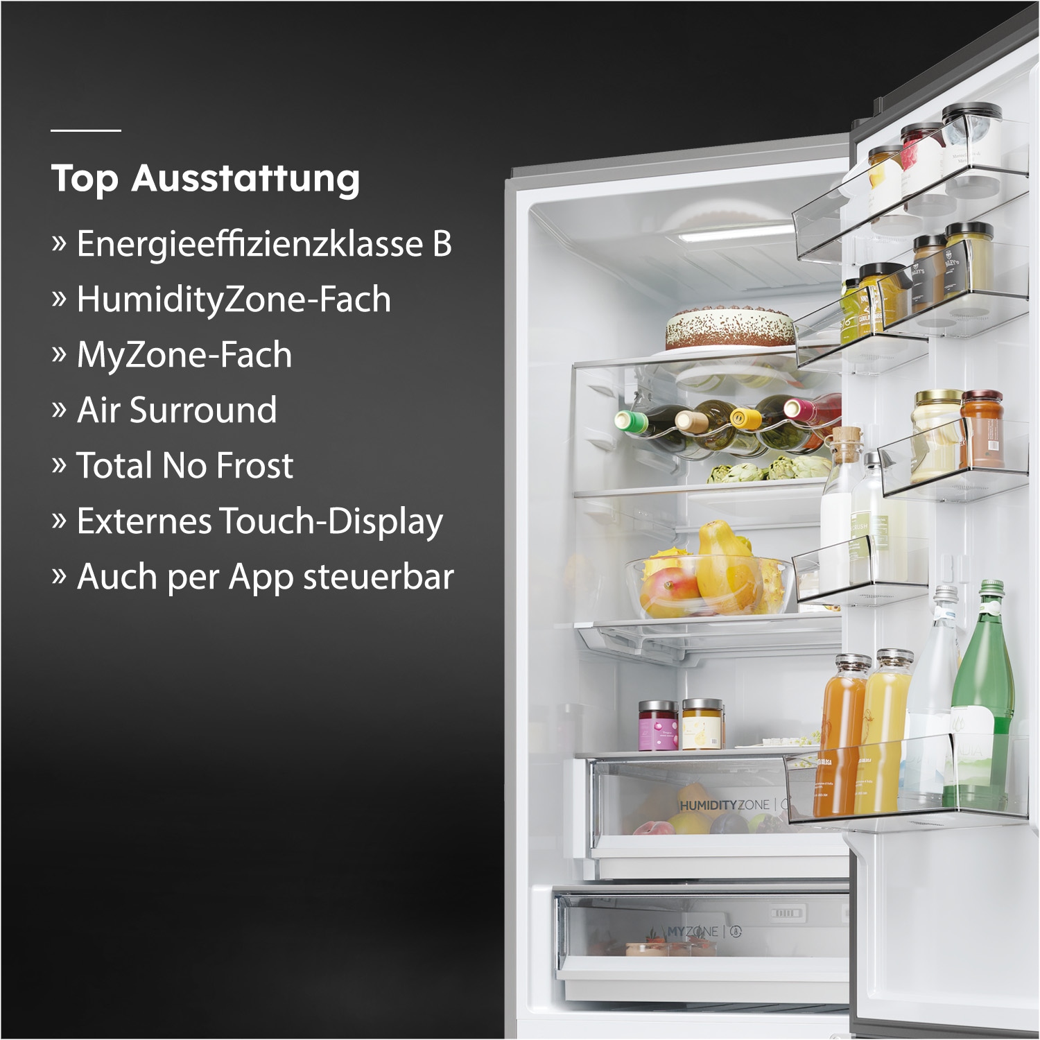 Haier Kühl-/Gefrierkombination 2D 60 Series 5 »HDPW5620BNPK« 205 cm hoch 59,5 cm breit Air Surround Technologie: Erhält die Frische zu 99%