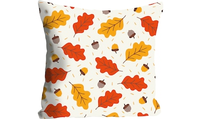 Dekokissen »Sakira«, (1 St.), mit orangenen Herbstlaub, Kissenhülle ohne Füllung, 1 Stück