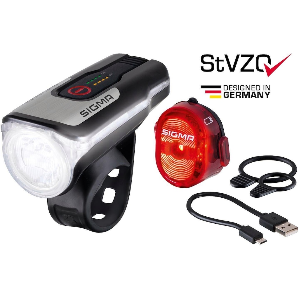 SIGMA SPORT Fahrradbeleuchtung »AURA 80 USB / NUGGET II K-Set«, (2)