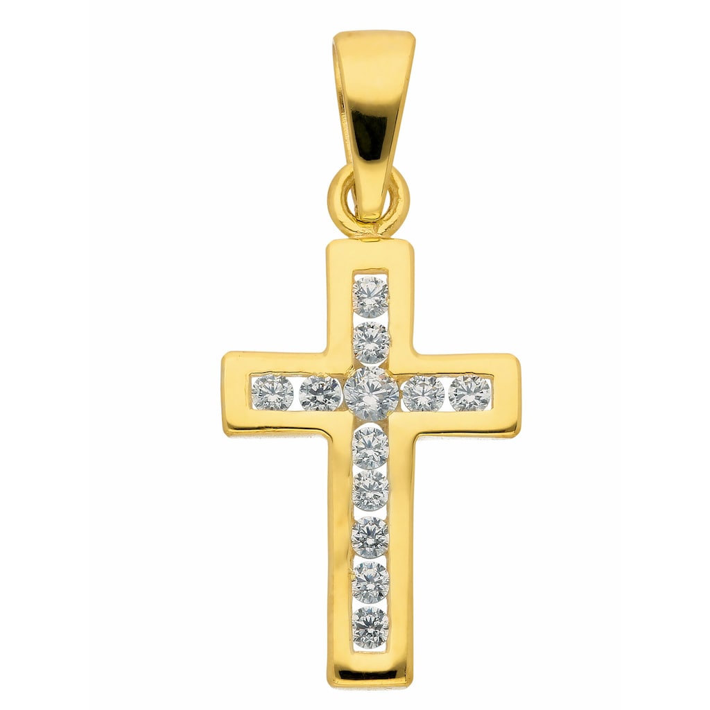 Adelia´s Kettenanhänger »375 Gold Kreuz Anhänger mit Zirkonia«