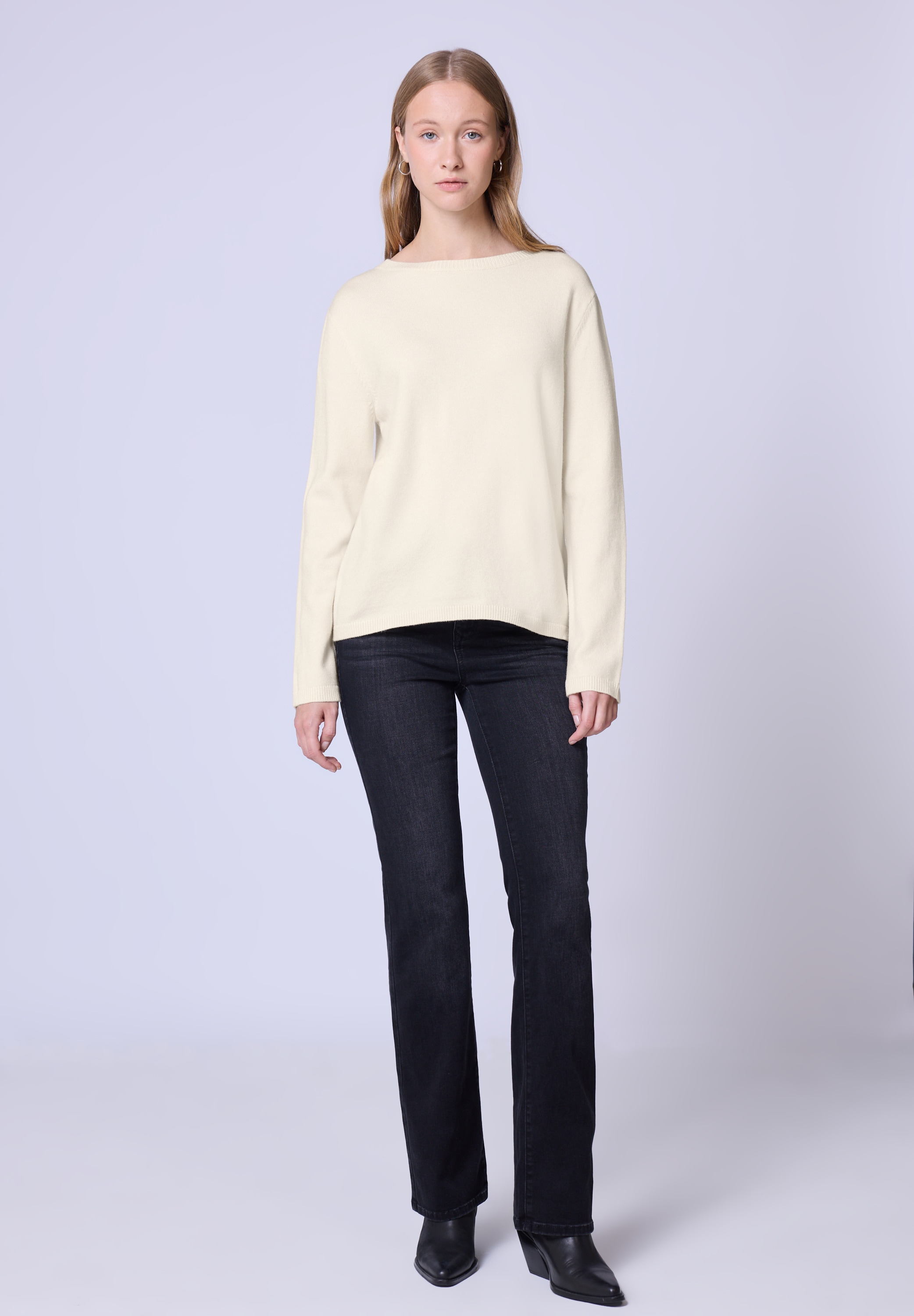 STREET ONE STUDIO Rundhalspullover in Unifarbe