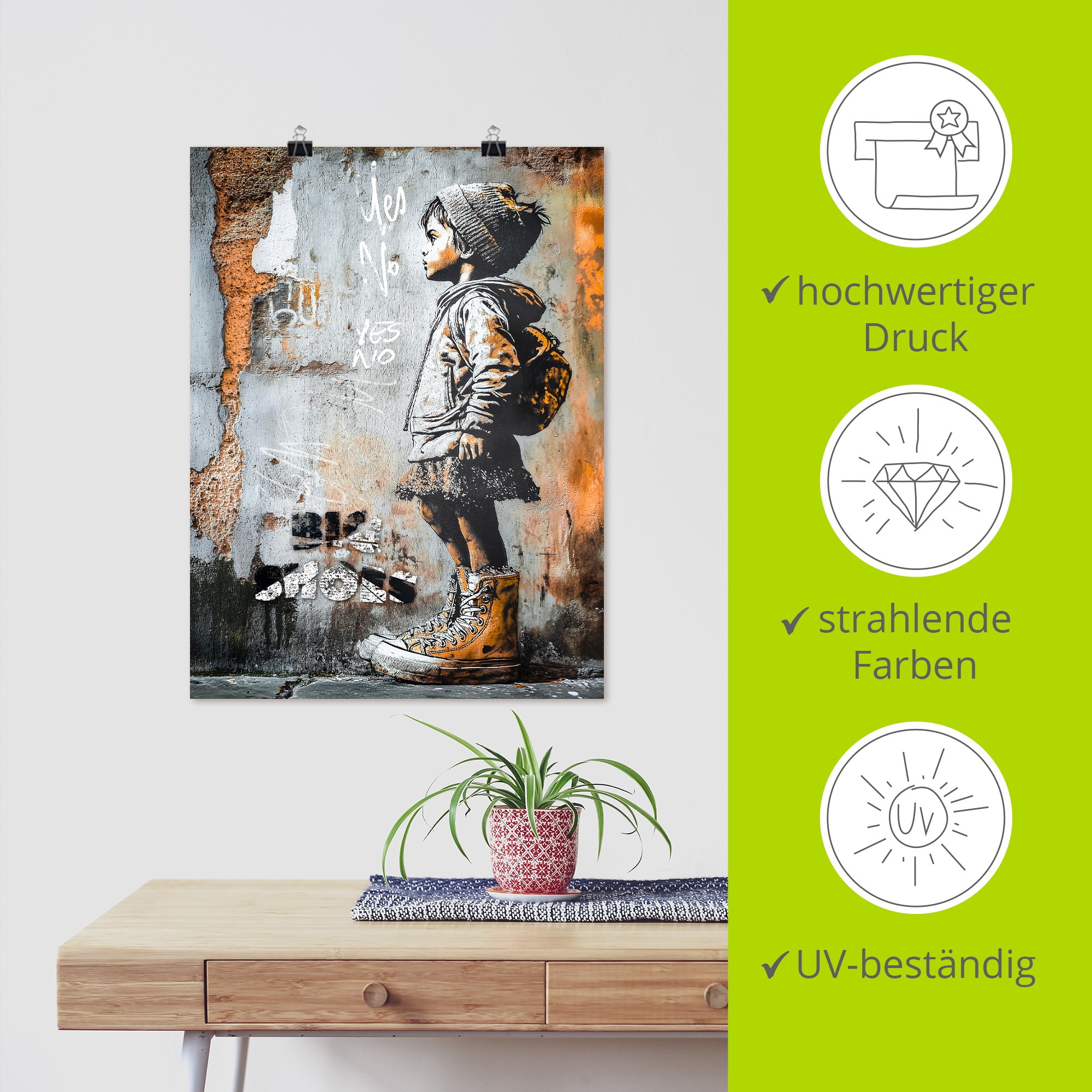 Artland Wandbild »Große Schuhe« Bilder von Kindern 1 Stk. tlg. als Alubild, Leinwandbild, Poster, Wandaufkleber in verschied. Größen