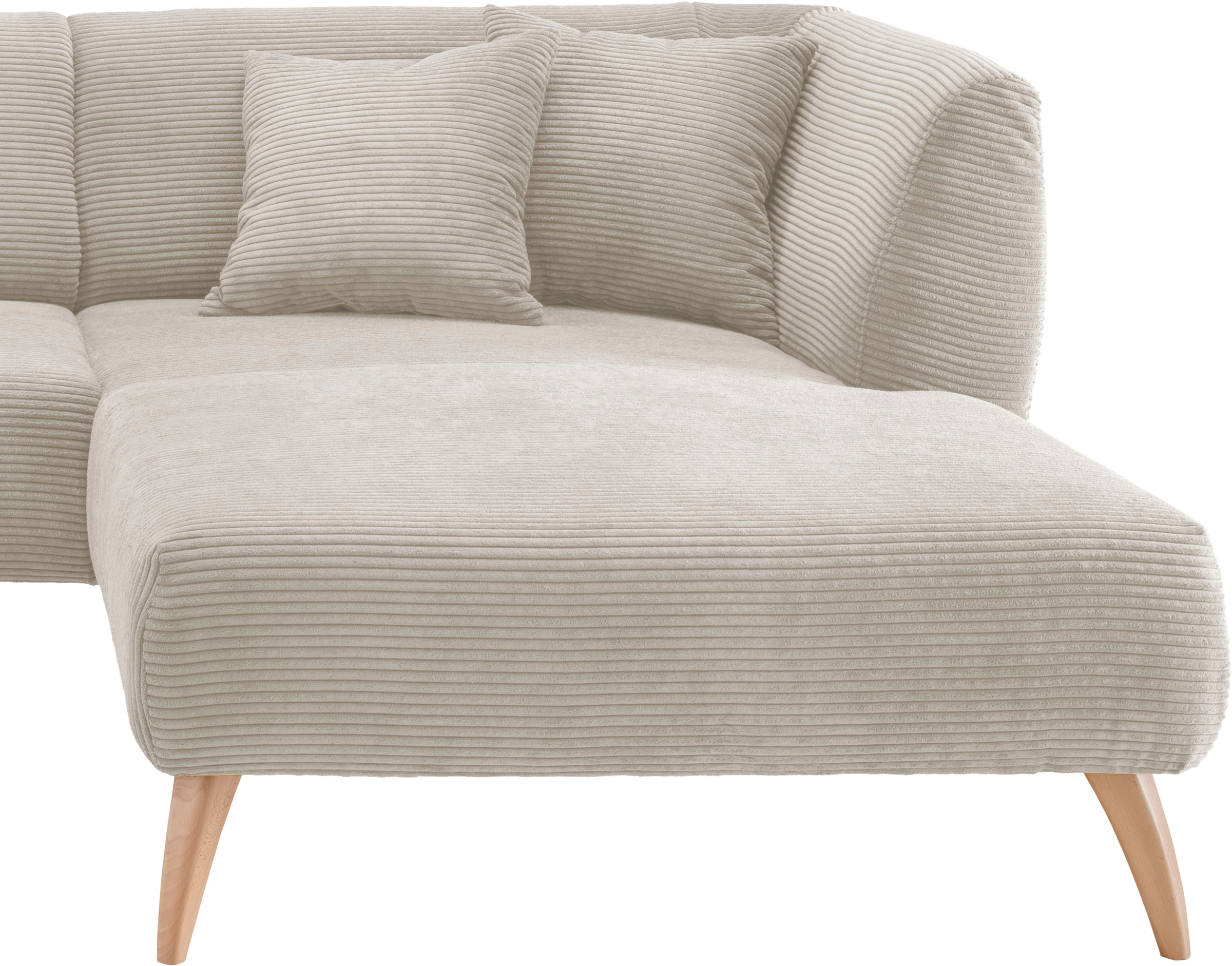 INOSIGN Ecksofa »Colori L-Form«, Holzfußfarbe wählbar, inkl. 4x Zierkissen