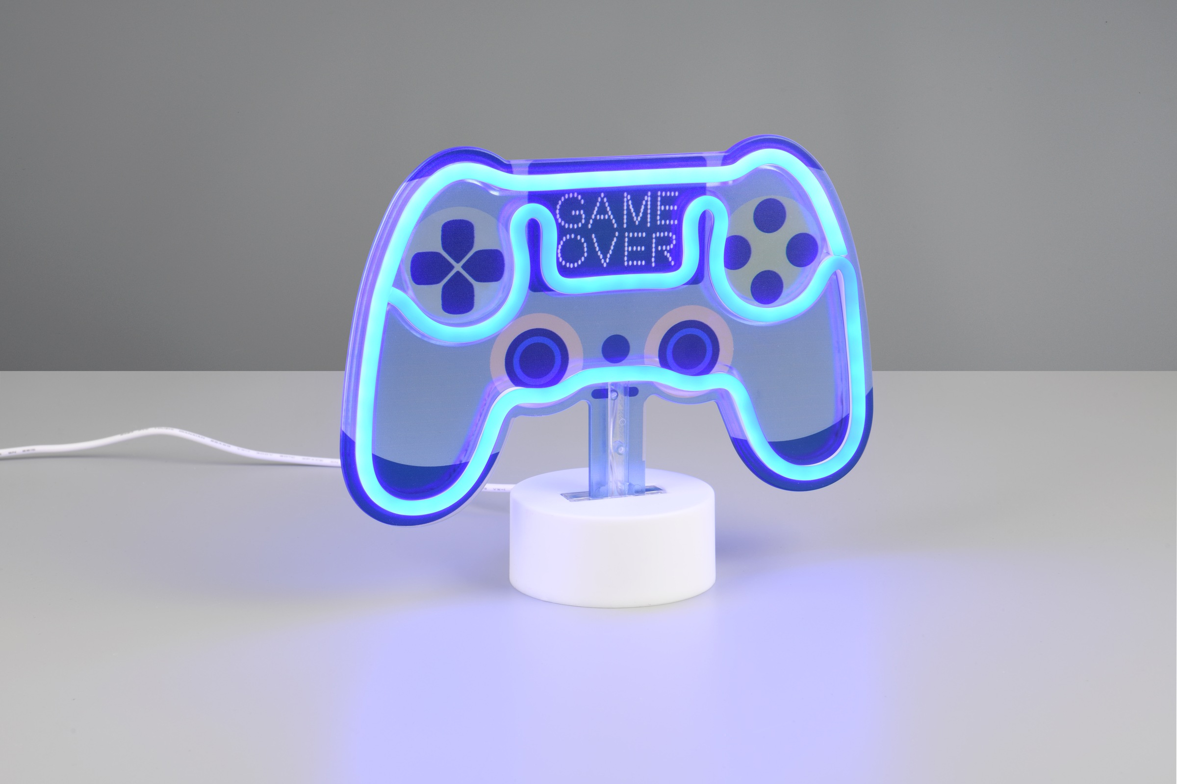 REALITY Leuchten LED Tischleuchte »CONTROL, blaue LED Leuchte in Form eines Game Controllers« LED-Board 1 Stk. RGB | blau 1,2W LED, Batteriebetrieb oder per USB-Kabel, Schalter ON/OFF Ø 8,5cm