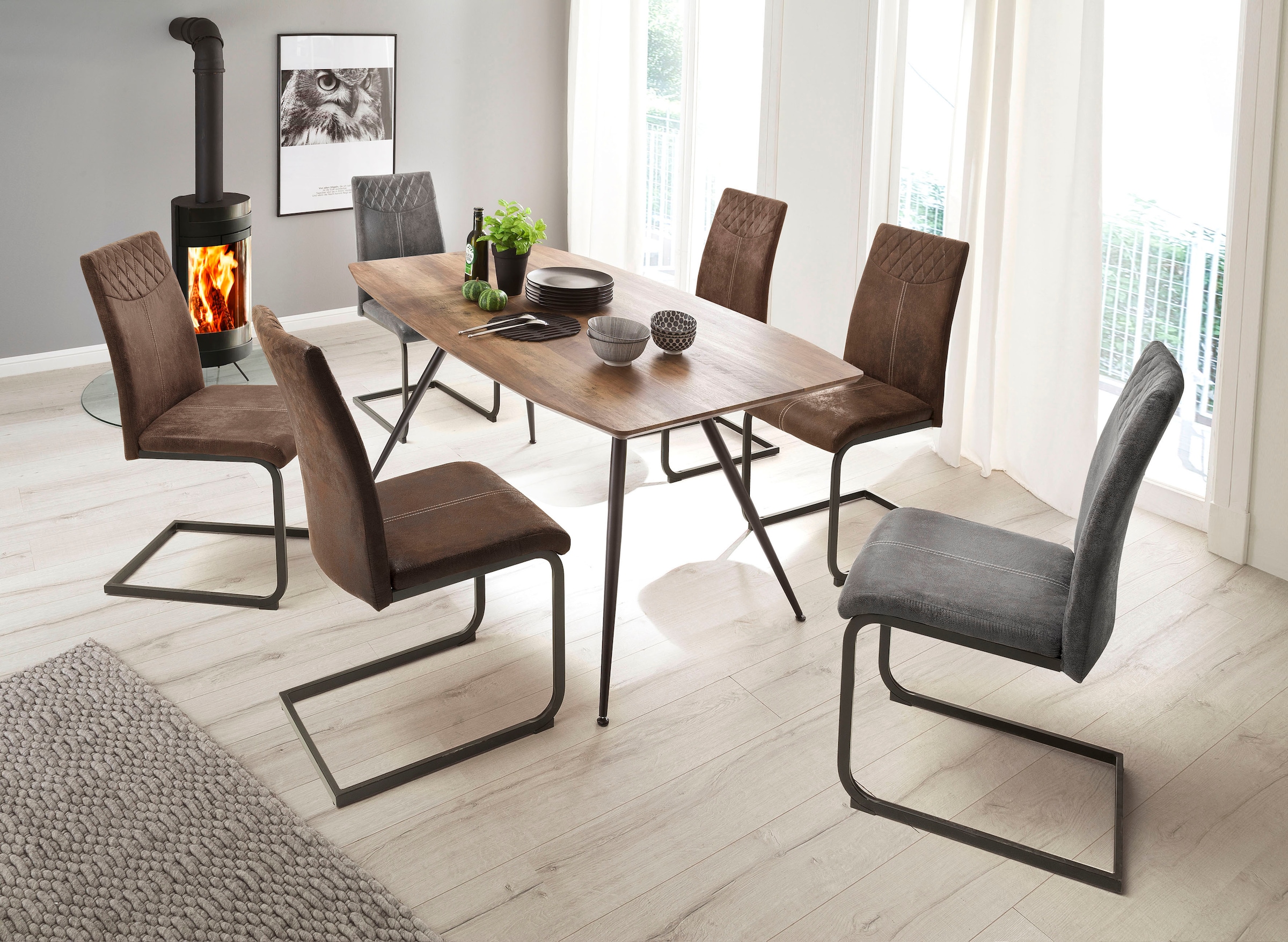 MCA furniture Esszimmerstuhl »Aosta«, (Set), 4 St., Stoffbezug, Stoffbezug Vintagelook, Stuhl belastbar bis 120 Kg