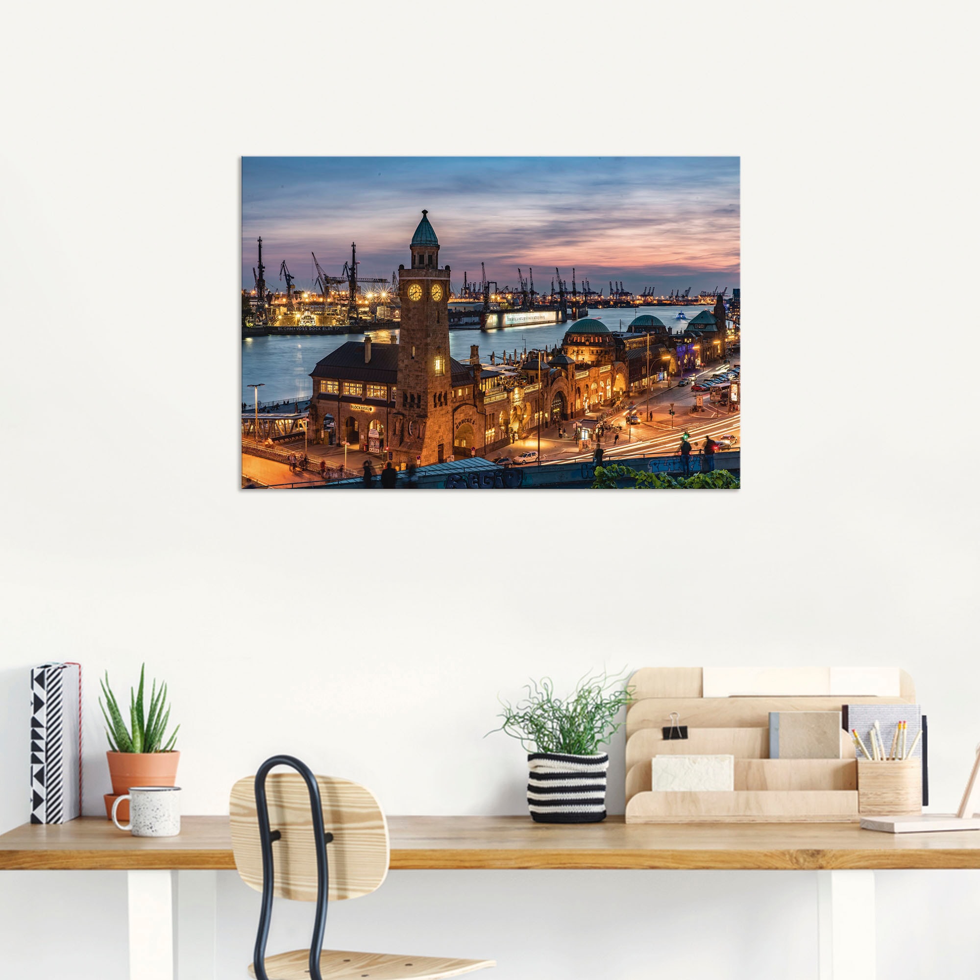 Artland Wandbild »Landungsbrücken Hamburg«, Hamburg, (1 St.), als Alubild, Outdoorbild, Leinwandbild, Poster in verschied. Größen