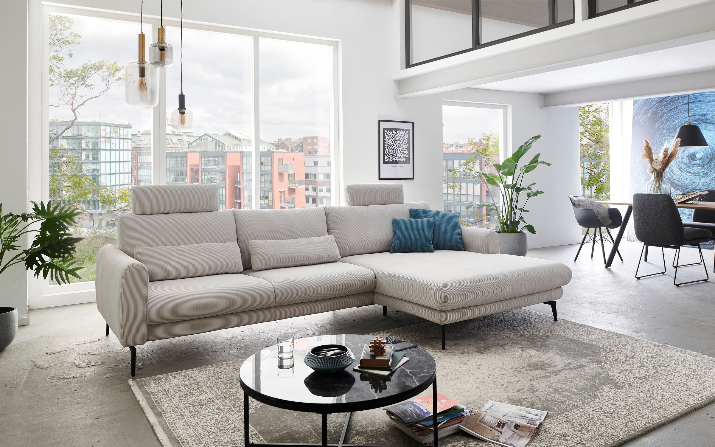 Die PlanBar Ecksofa »MP-IN23147 L-Form«, (2 St.), Kaltschaumpolsterung, softer Sitz & verstellbare Kopfstützen
