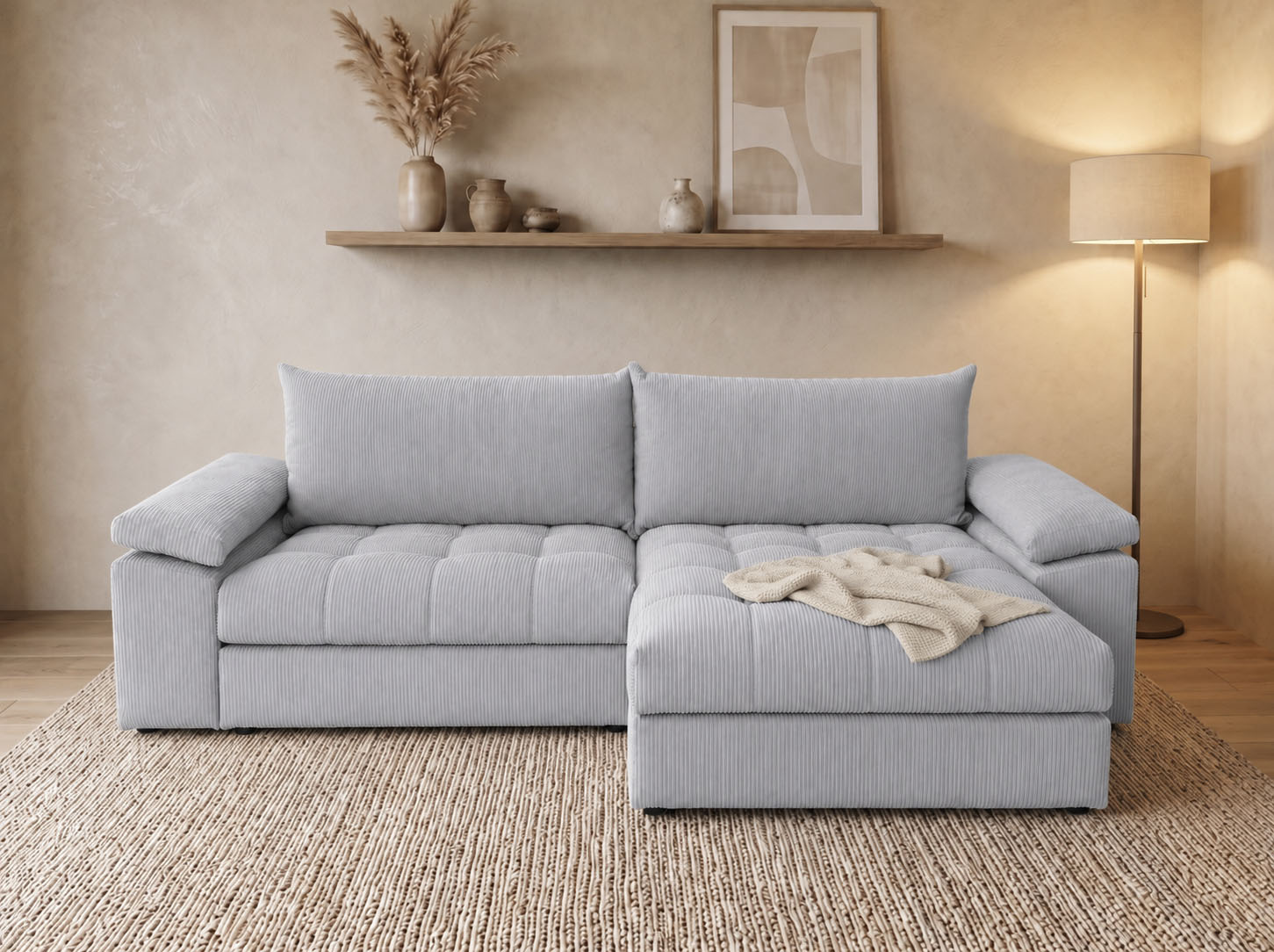 OTTO home Ecksofa "Soft&Cosy Pik XXL, L-Form, B: 303 cm, Mega Sofa in Cord" Lounge-Komfort mit edler Sitzsteppung, Federkern