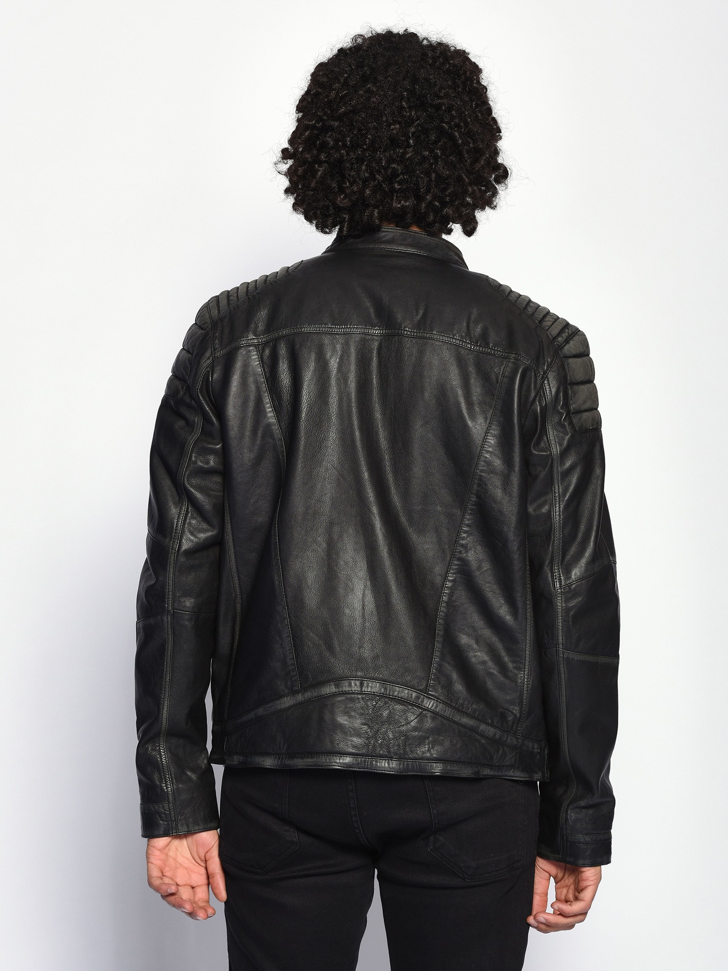 Lederjacke MUSTANG "Whyte", Herren, Gr. S, schwarz, Obermaterial: 100% Lammleder; Innenfutter: 100% Baumwolle; Ärmelfutter: 100% Polyester, ohne Bündchen, Jacken 2