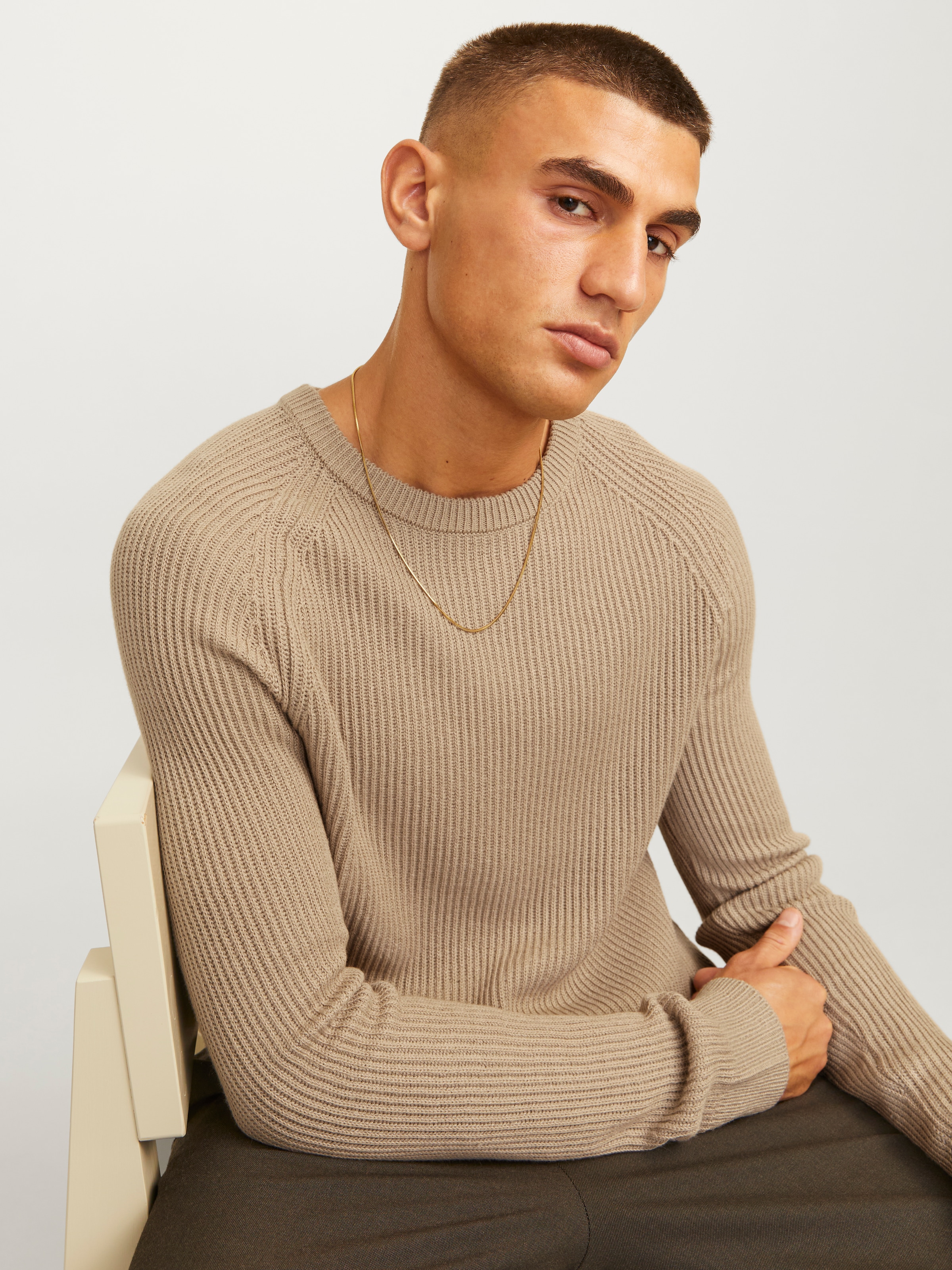 Jack & Jones Rundhalspullover "JJPANNEL KNIT CREW NECK AW24" günstig online kaufen