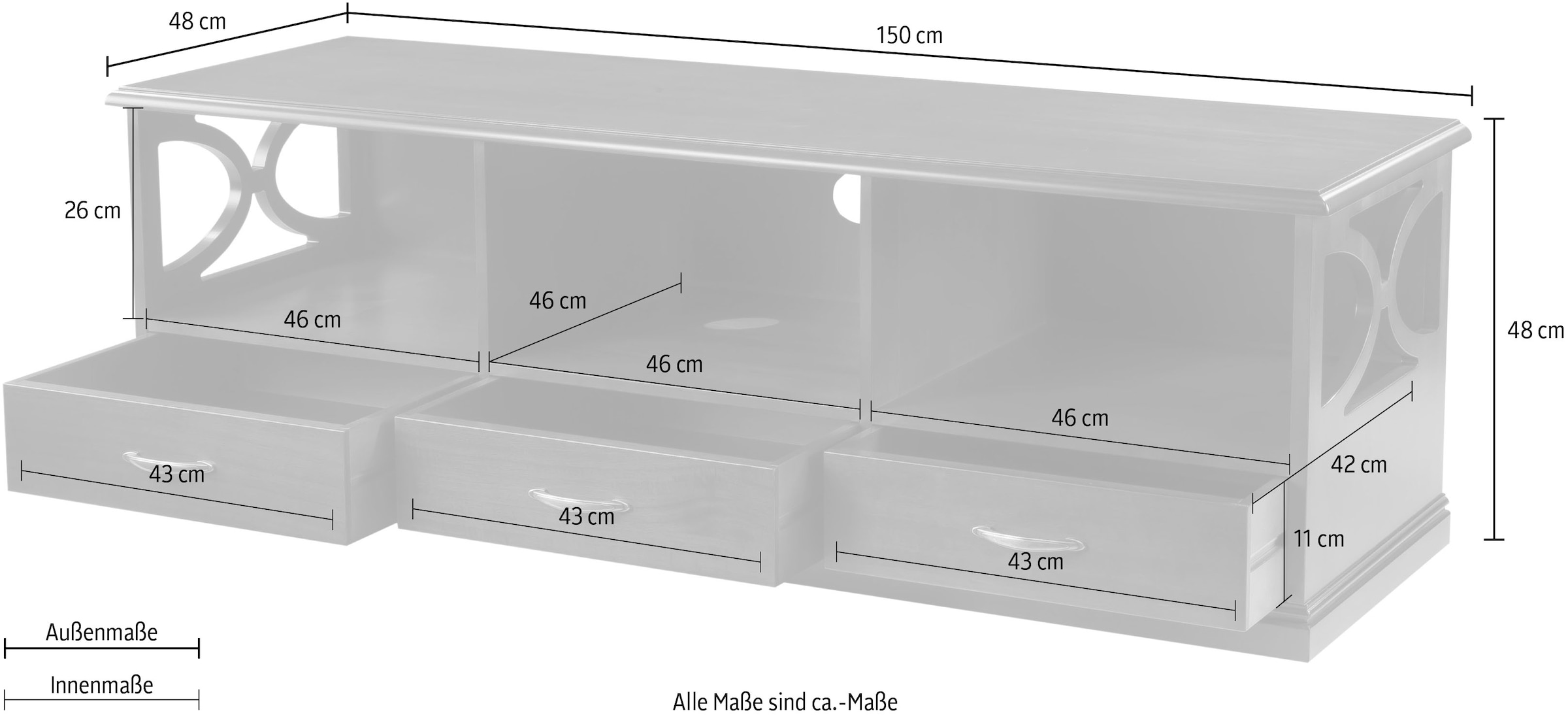 Home affaire TV-Board »TV-Board Benaco«, Breite 150 cm