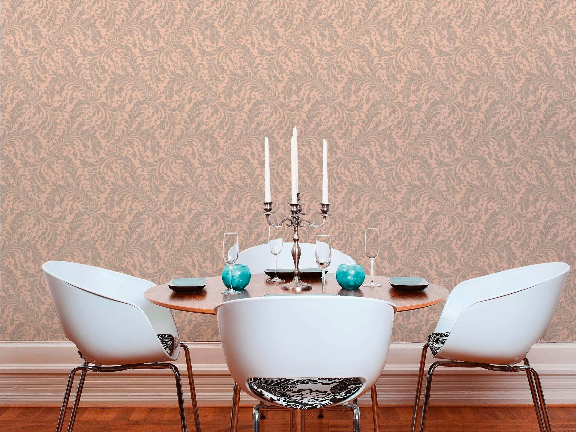 living walls Textiltapete »Di Seta«, Barock-ornamental-gemustert, Klassik Tapete Barock Tapeten Wohnzimmer Schlafzimmer Küche Flur Optik