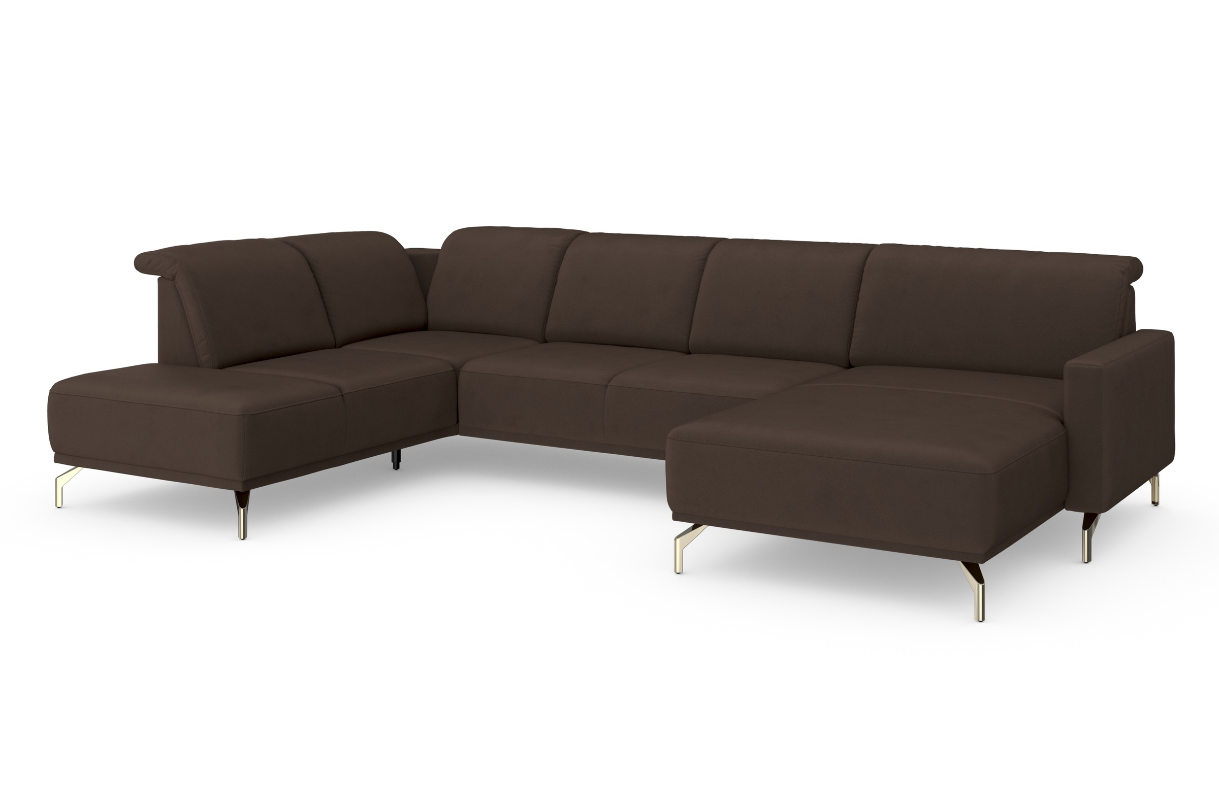 Wohnlandschaft SIT & MORE "Bailando U-Form", braun (dunkelbraun), B:337cm H:84cm T:205cm, Sofas, Wohnlandschaft, wahlweise mit Kopfteilverstellung und Vorziehsitz, motorisch 2