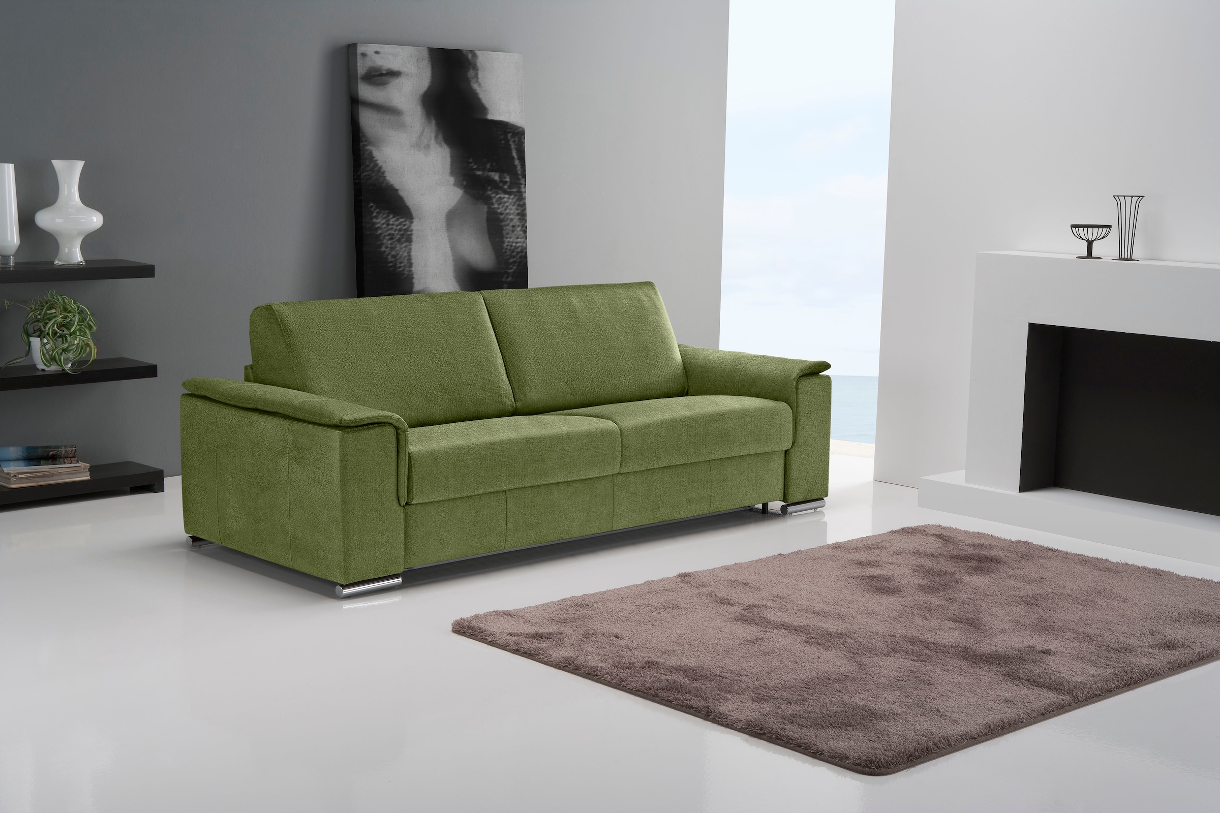 Egoitaliano Schlafsofa "Cecilia, modern & elegant, erstklassiger Sitzkomfort, Dauerschläfer" inkl. Matratze und hochwertigem Metallbettrahmen, toller Schlafkomfort