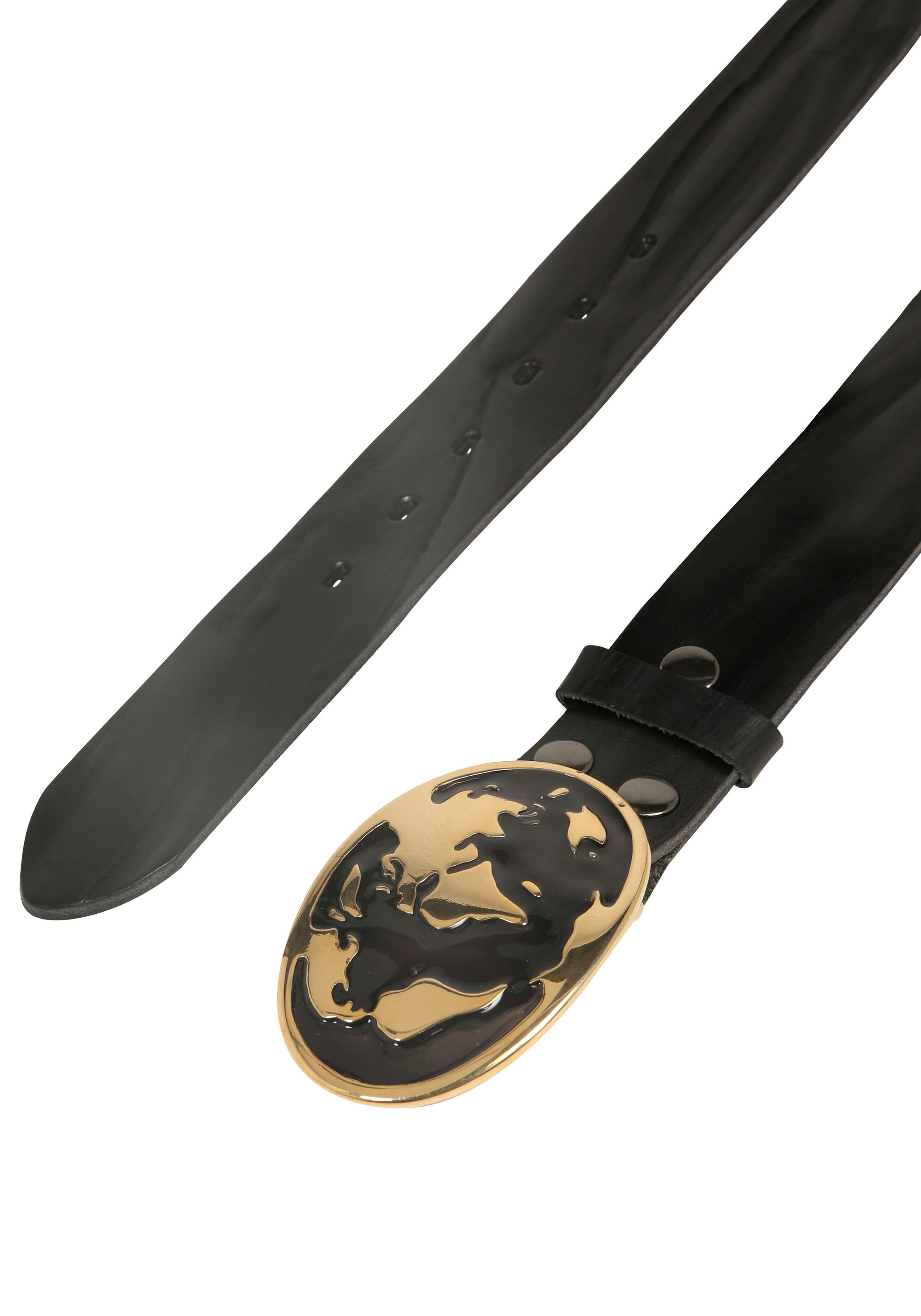 Rettungsring Gürtel Ledergürtel mit austauschbarer Schließe "Welt Schwarz/G günstig online kaufen