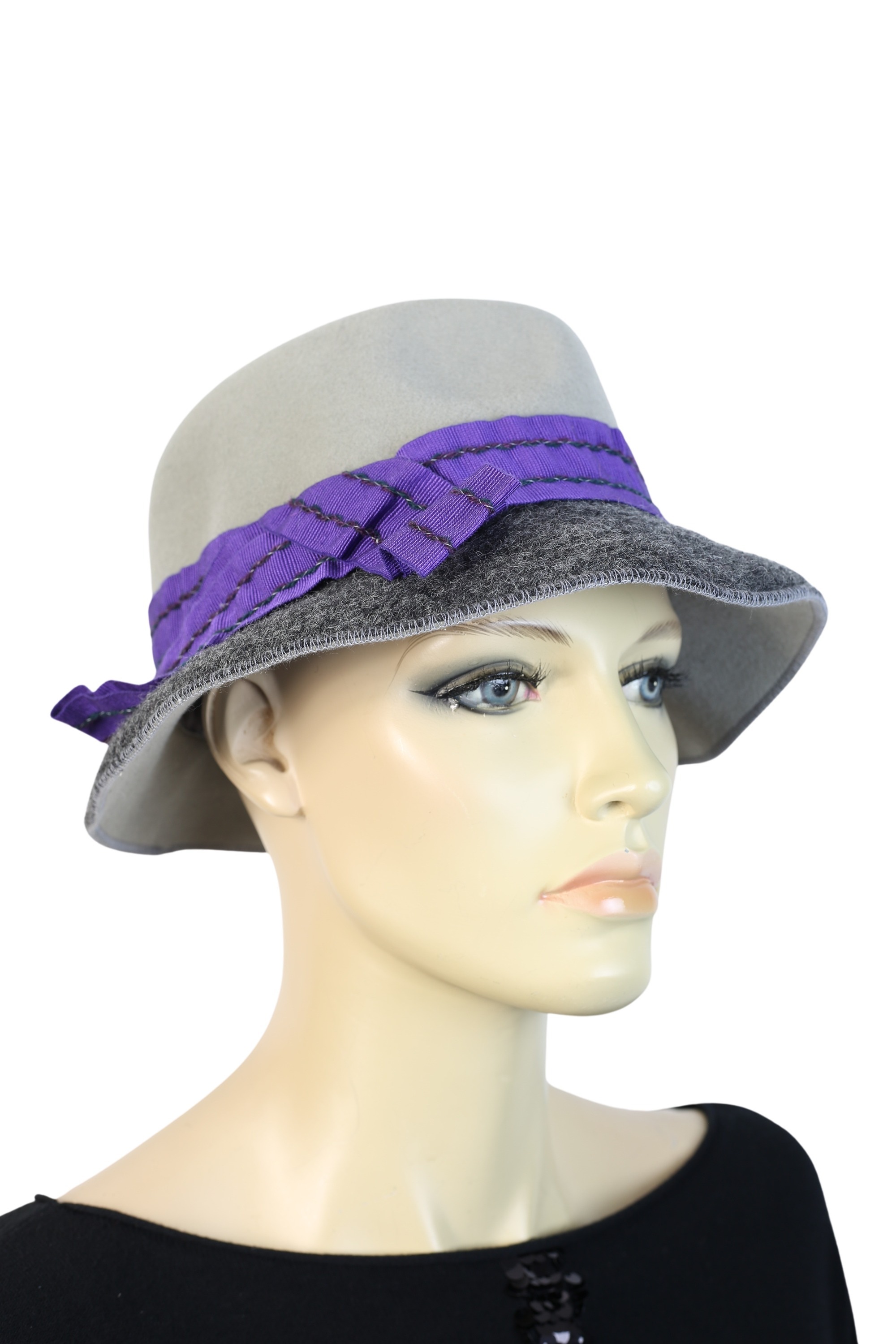 ALLGÄU REBELL Damen Trachtenhut "Wien", grau, Antik-Look, Wolle, Hüte, Made in Italy