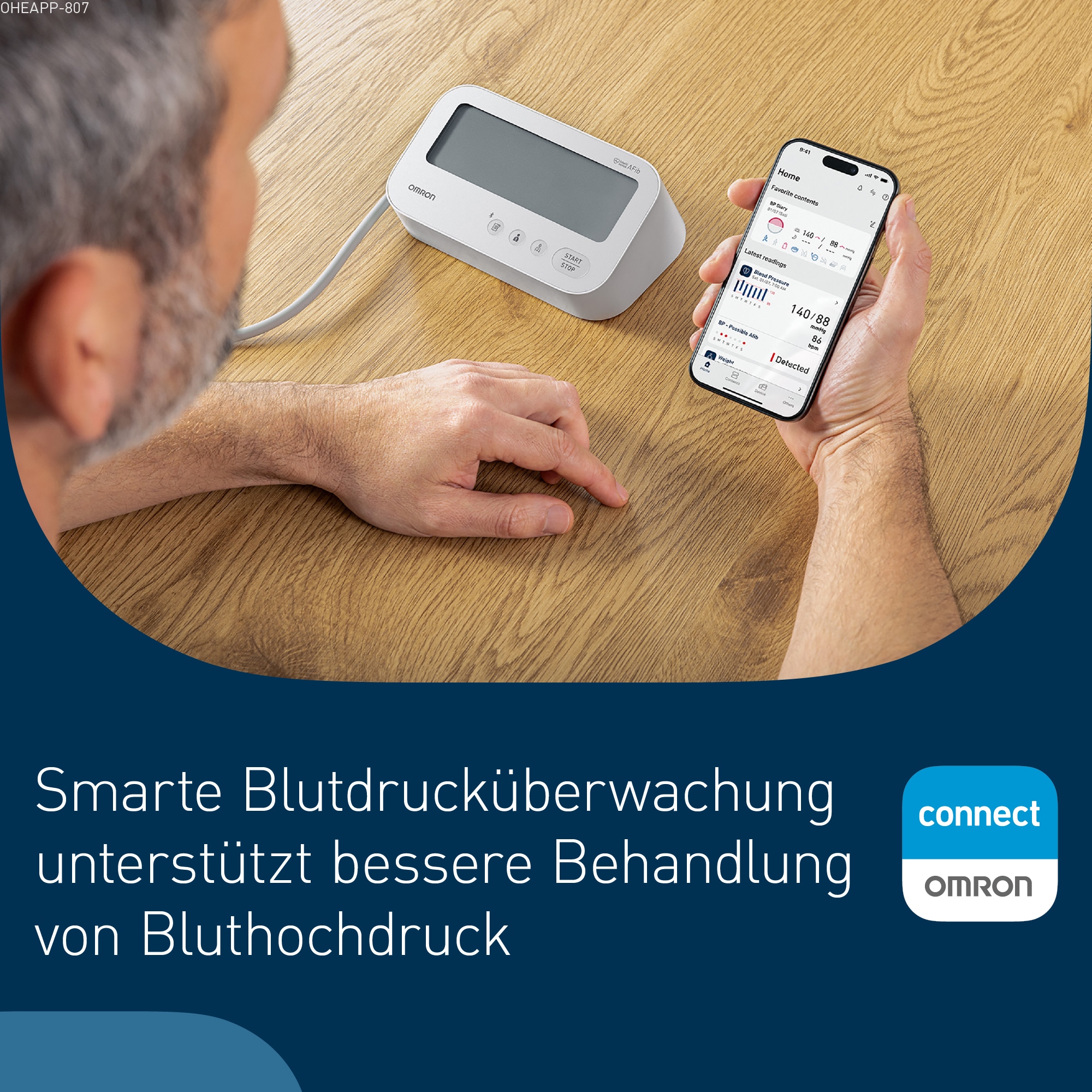 Omron Oberarm-Blutdruckmessgerät »X4 Connect AFib, mit AFib Screening bei jeder Messung und Gratis App« 2 Nutzer, mit Intelli Wrap Manschette (22-42cm), klinisch validiert