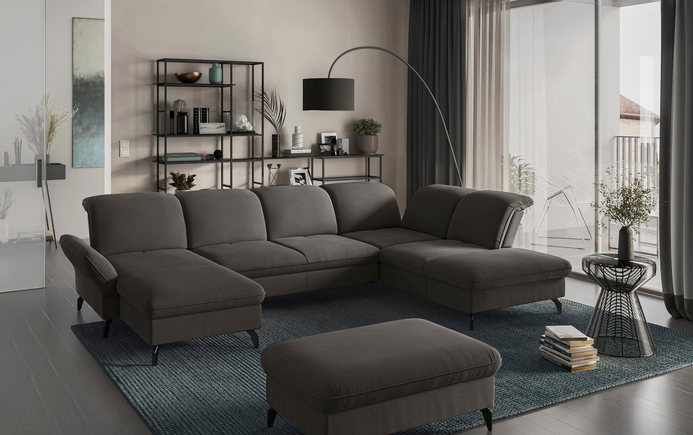 sit&more Wohnlandschaft »Leandro U-Form« Wahlweise mit Bett- , Kopfteil - und Armlehnfunktion, sowie Bettkasten