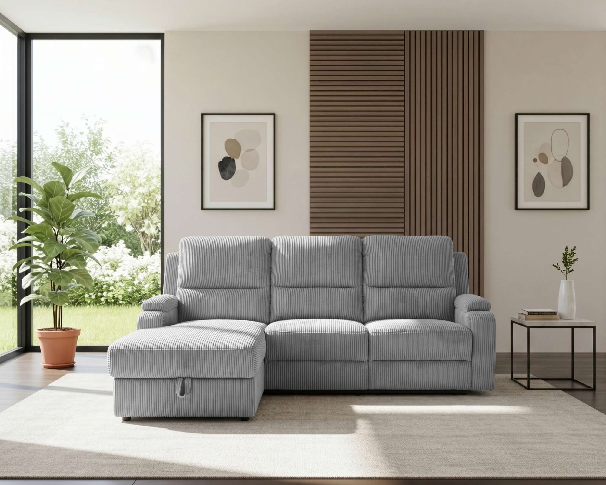 OTTO home Ecksofa »NAPORI Cord, Multimediasofa, L-Form« man. oder elektr. Relaxfuntion, USB-A bei elektr. Variante, Staukasten