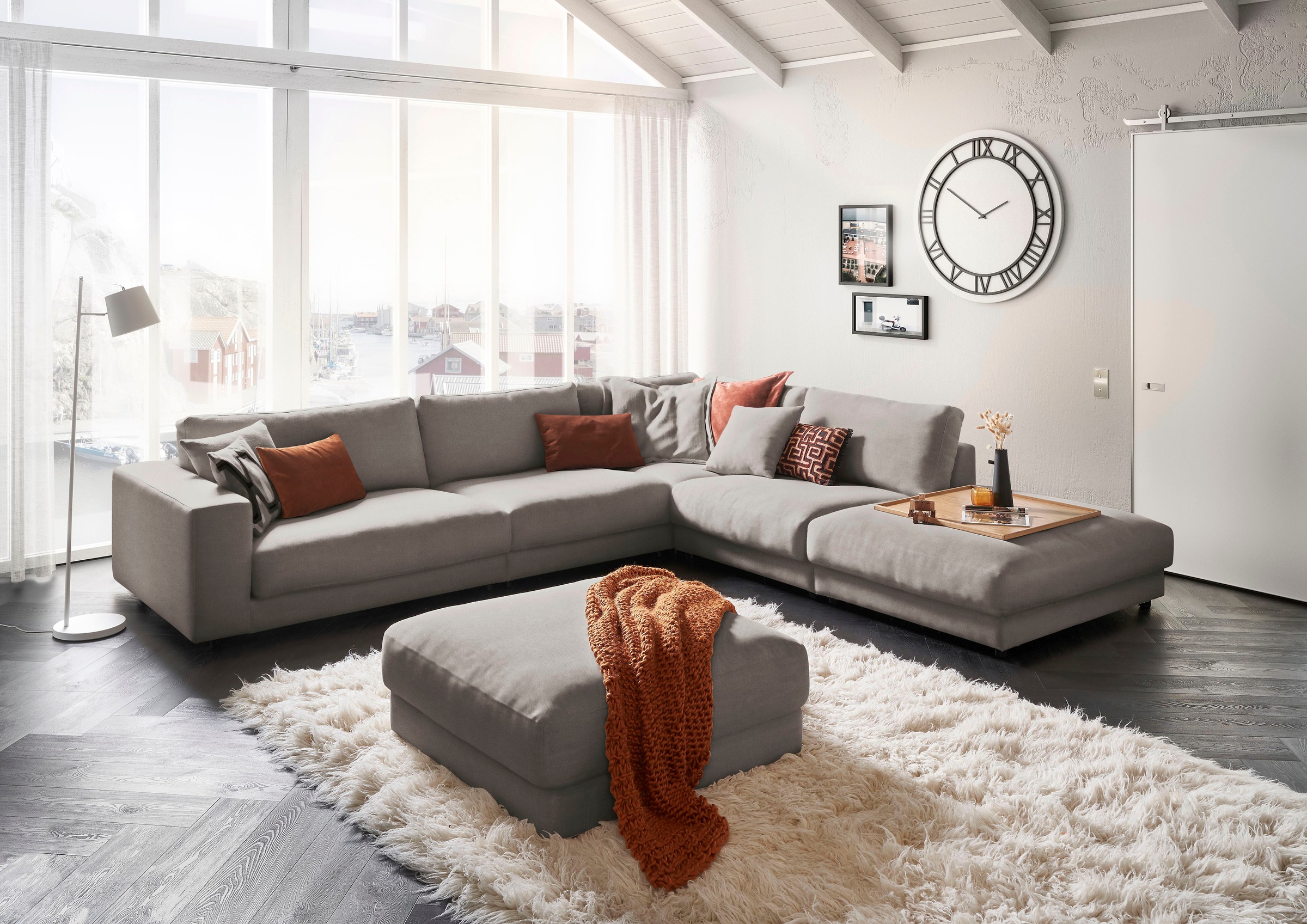 3C Candy Ecksofa »Enisa II, bequem und komfortabel, großes Familiensofa, L-Form«, incl. 3 Flatterkissen, wahlweise mit Flecken-Schutz-Bezug Easy care