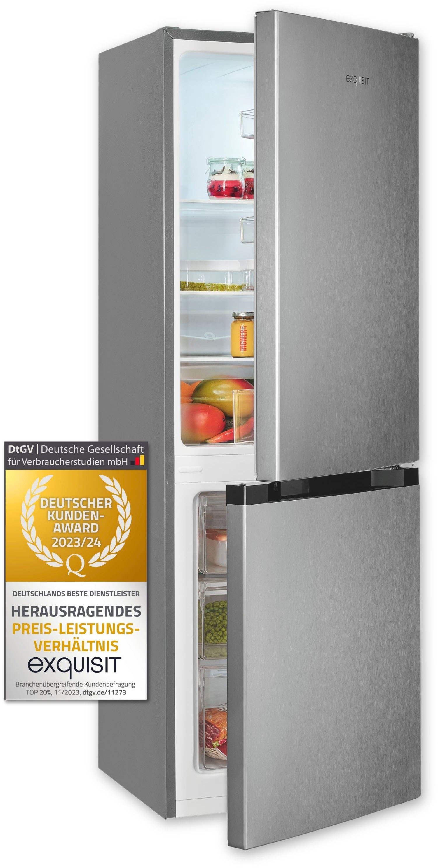 exquisit Kühl-/Gefrierkombination "KGC231-60-E-050C" 144 cm hoch 47,4 cm br günstig online kaufen