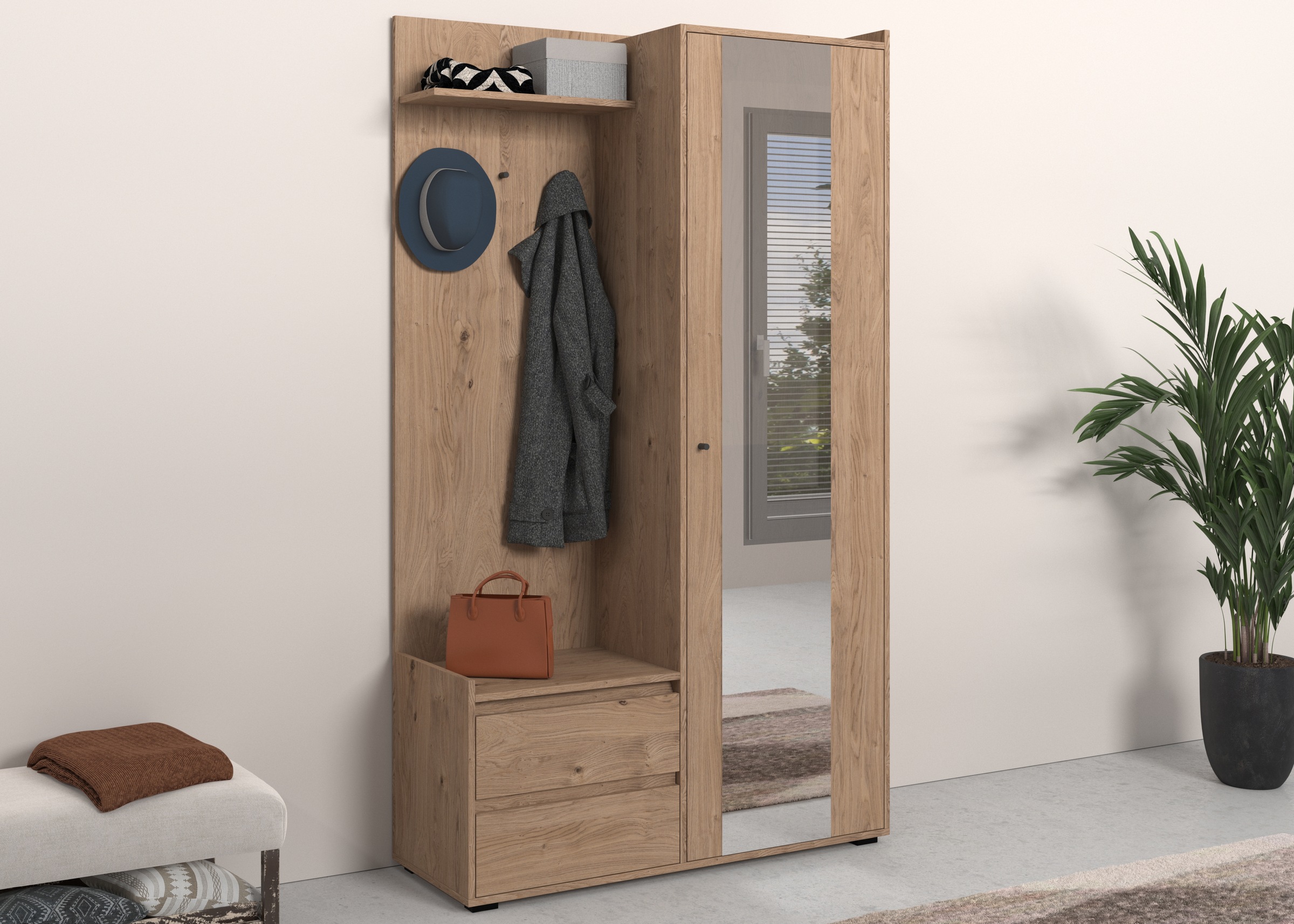 OTTO home Garderobenschrank "Kosmo" mit Spiegel Maße 118 x 30 cm, Höhe 190 günstig online kaufen