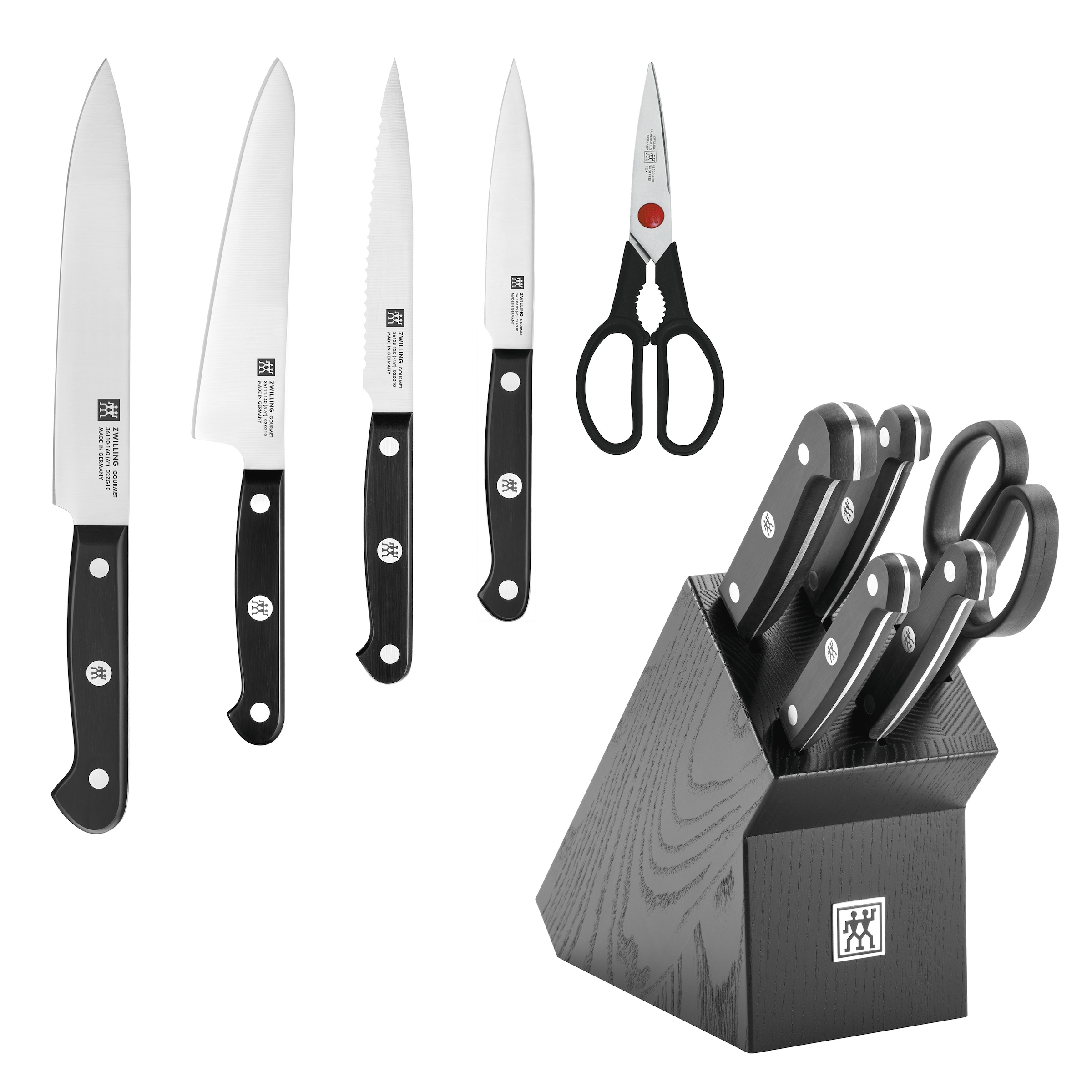 Zwilling Messerblock »Gourmet«, 6 tlg., Messerblock mit 4 Messern + 1 Schere, Buche, Sonderschmelze, Schwarz