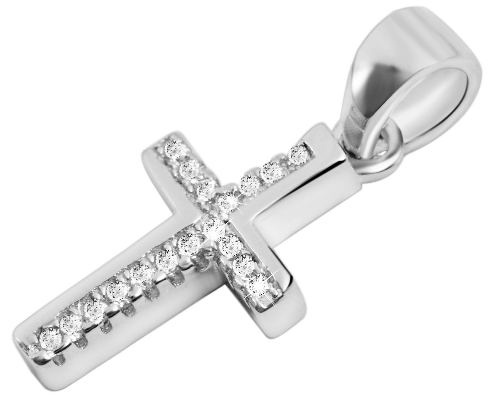 Kettenanhänger ADELIA ́S "Anhänger – Kreuz Kreuzanhänger aus 925 Silber mit Zirkonia", silber, Schmuckanhänger, Damen, Silber 925 (Sterlingsilber), 