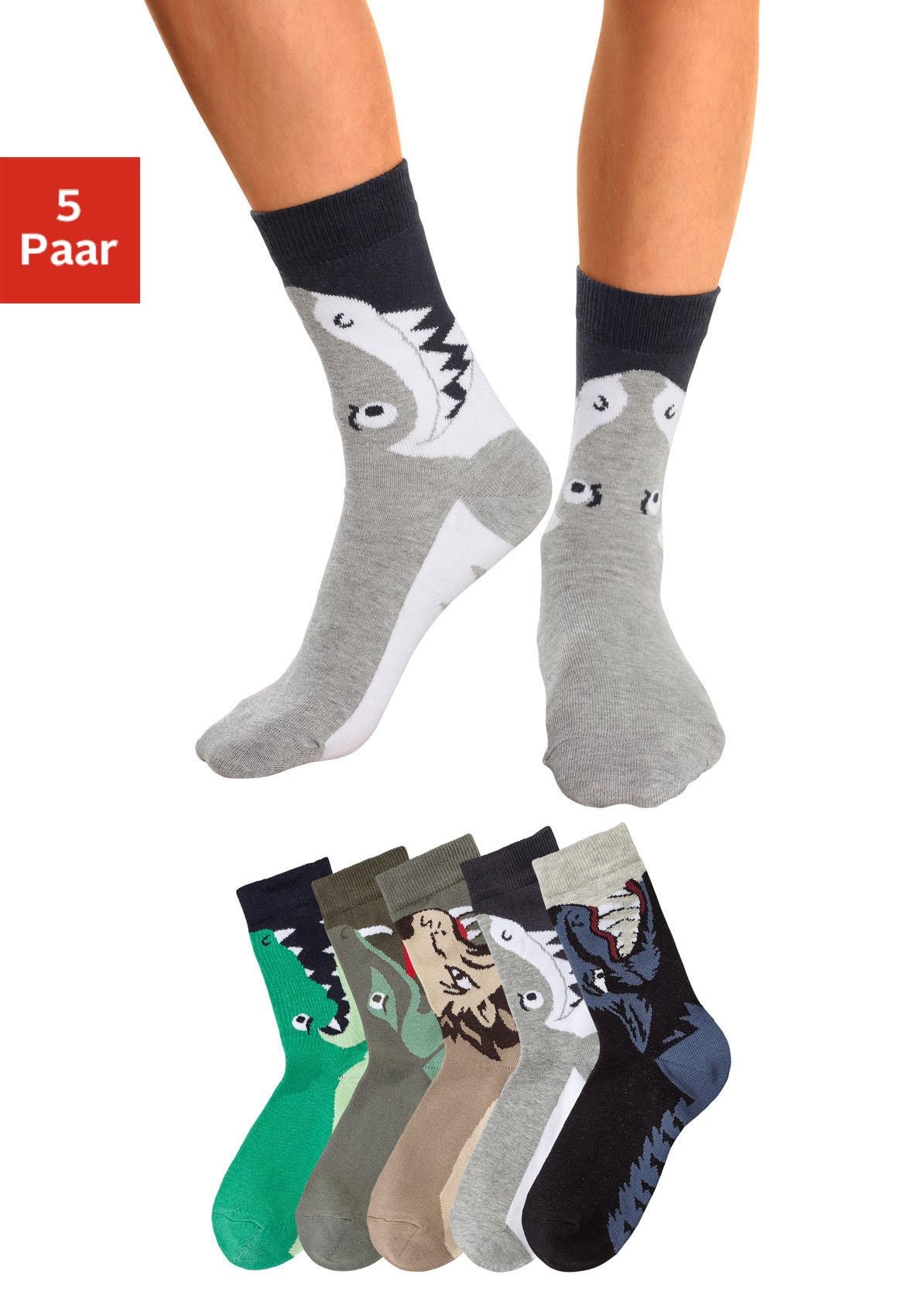 Socken, (Packung, 5 Paar), mit Tiermotiven