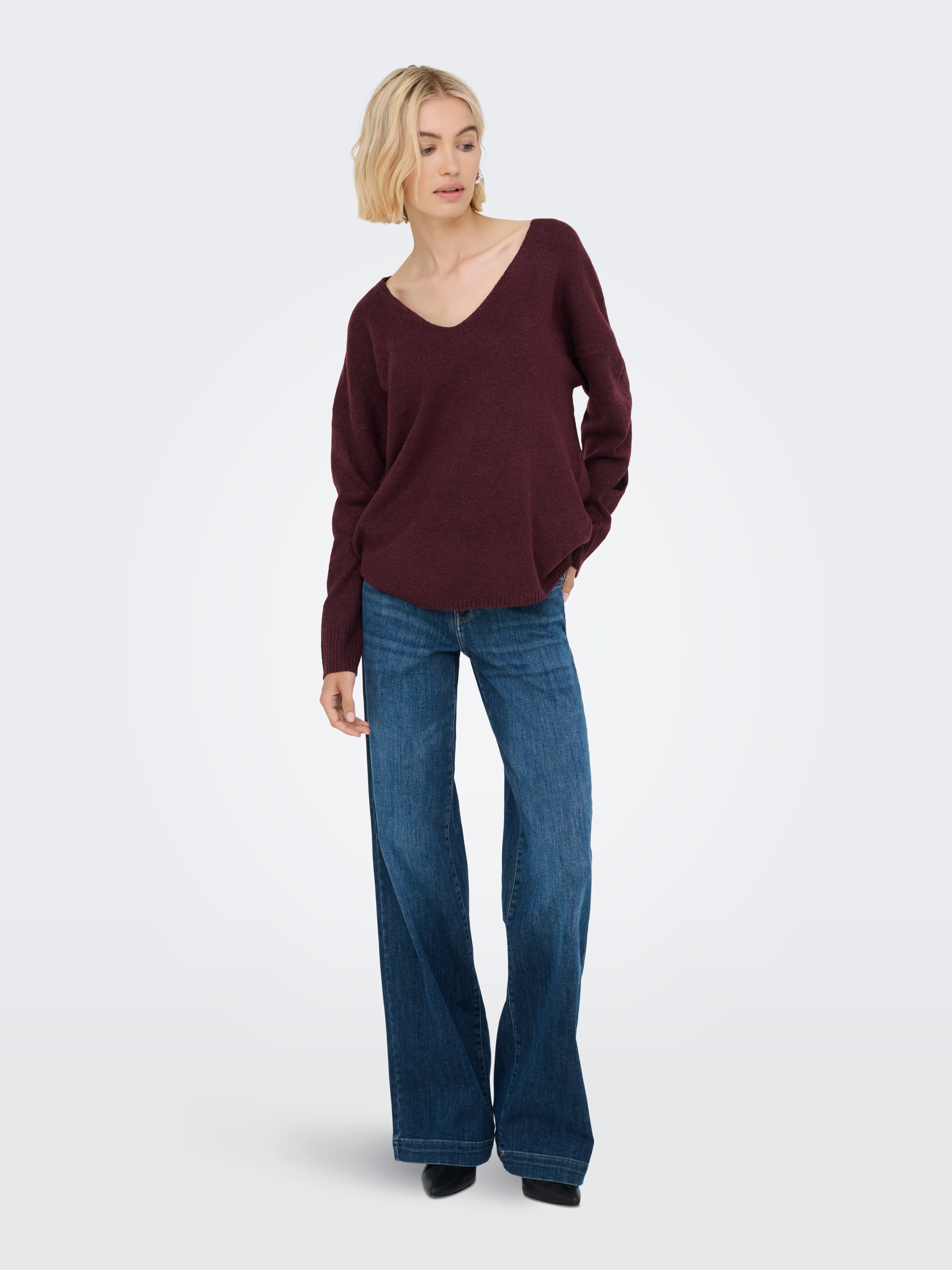 ONLY Onlrica Life V-Neck Knit Pullover Zinfandel XS 2