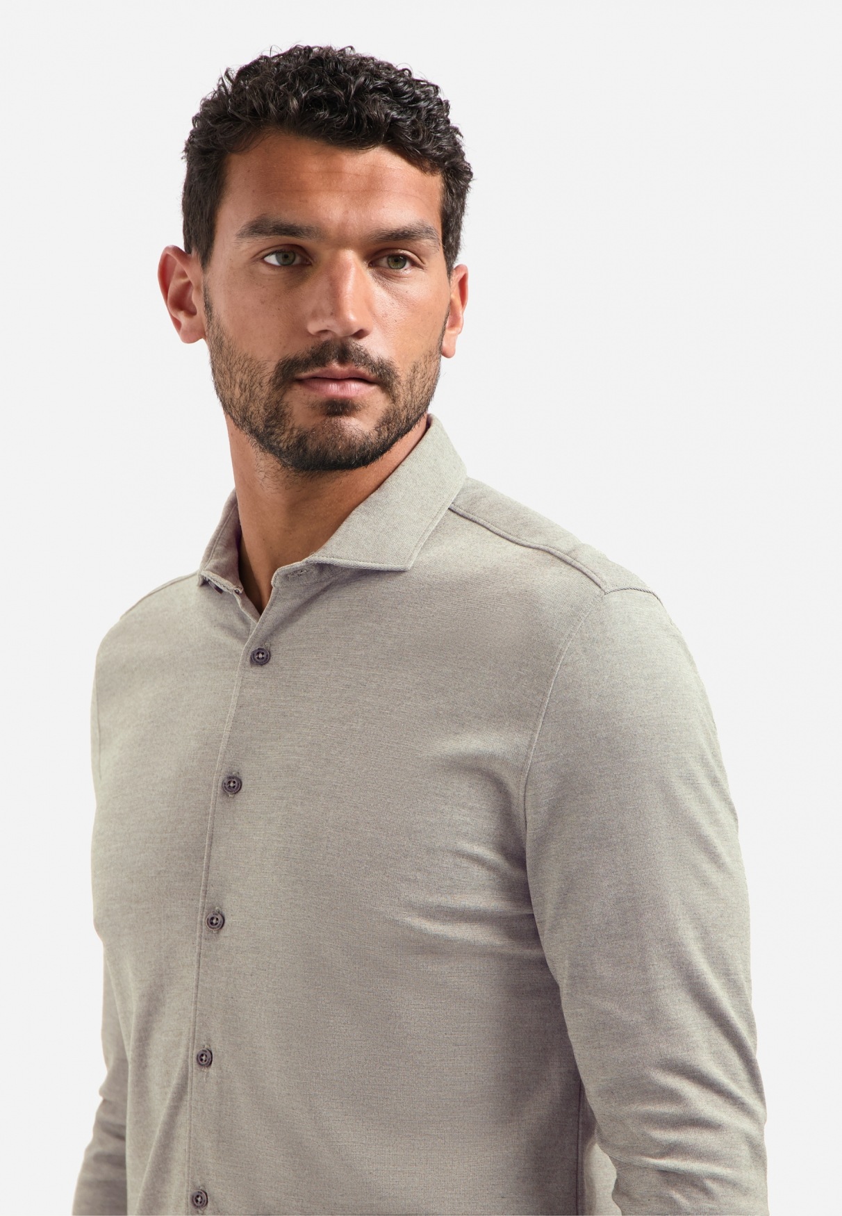 NO EXCESS Langarmhemd »No Excess Meliertes Jerseyhemd Shirt Jersey Melange Stretch«